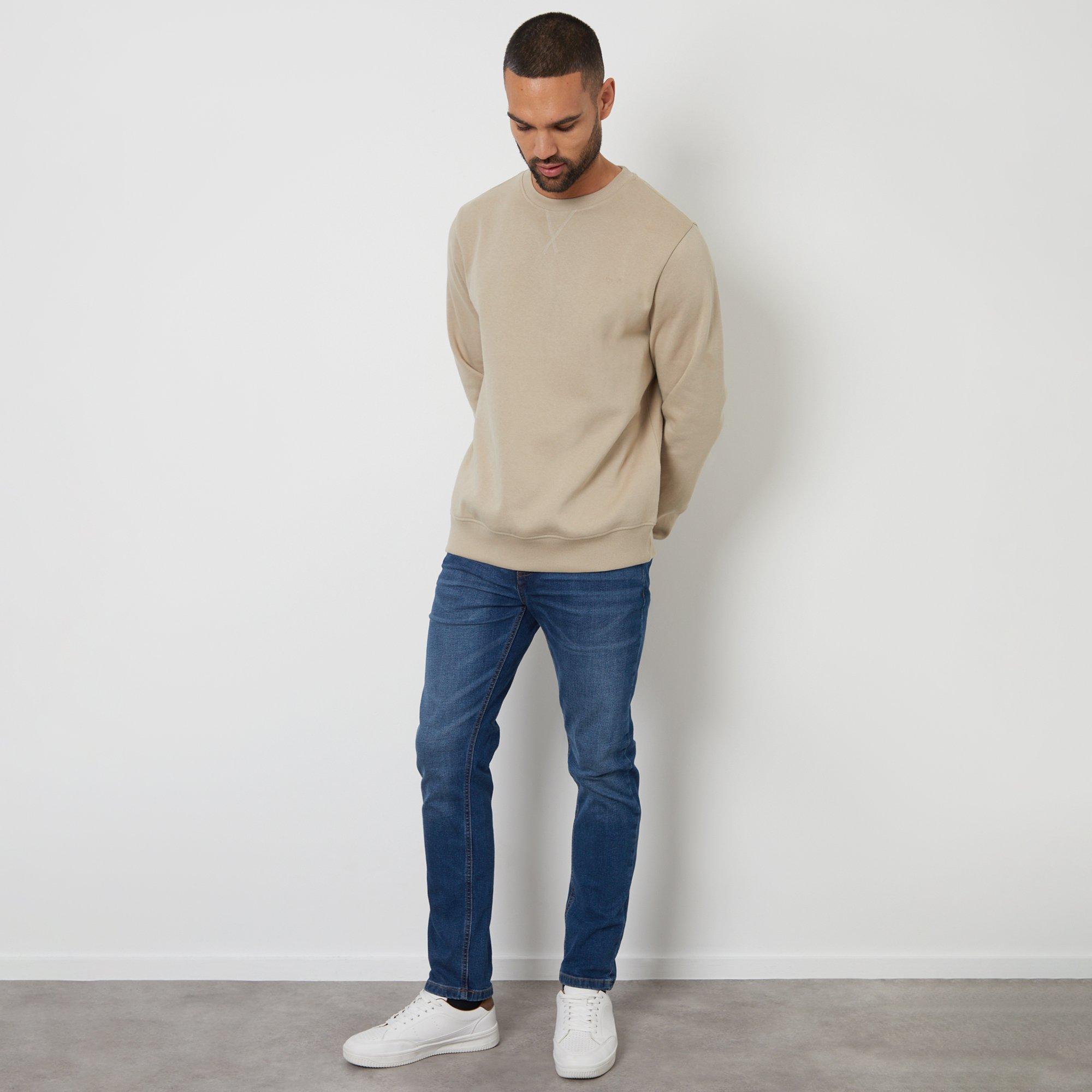 Stone - Threadbare - Cotton Blend Satsuma Crew Neck Sweatshirt - 3