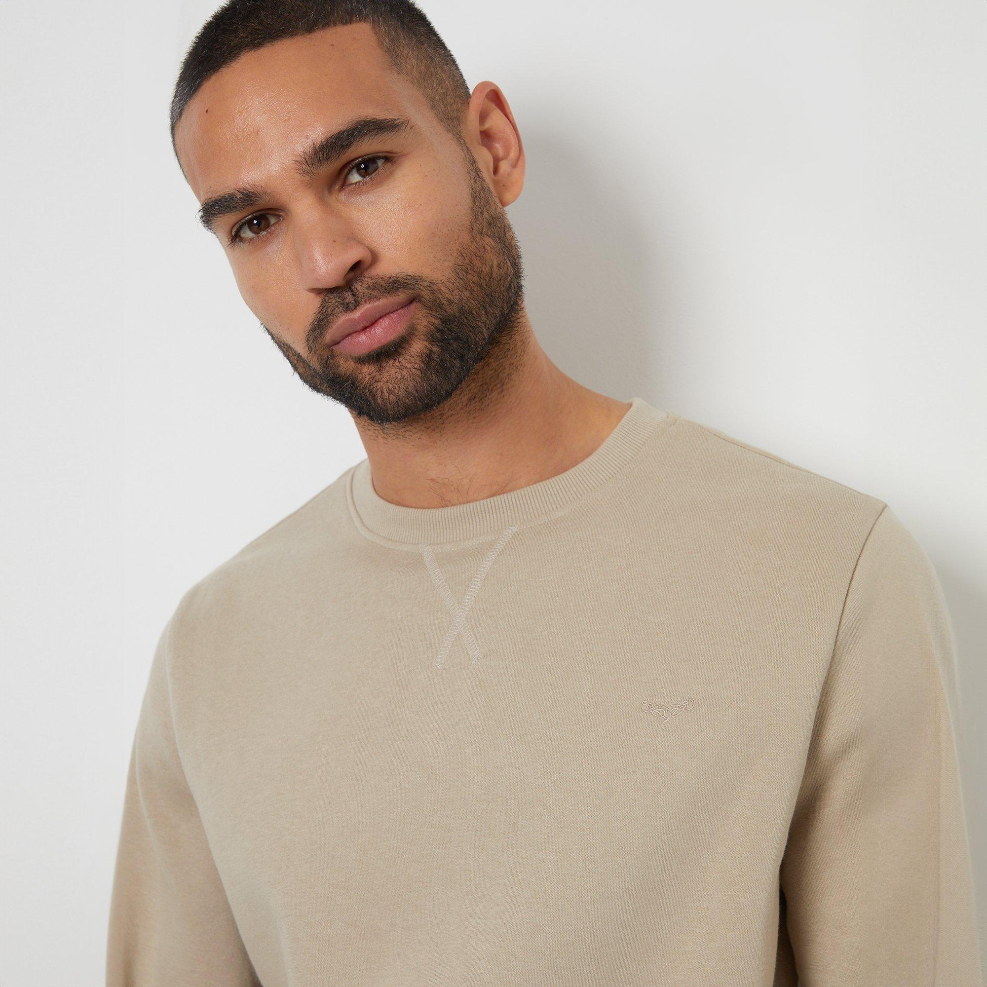 Stone - Threadbare - Cotton Blend Satsuma Crew Neck Sweatshirt - 4