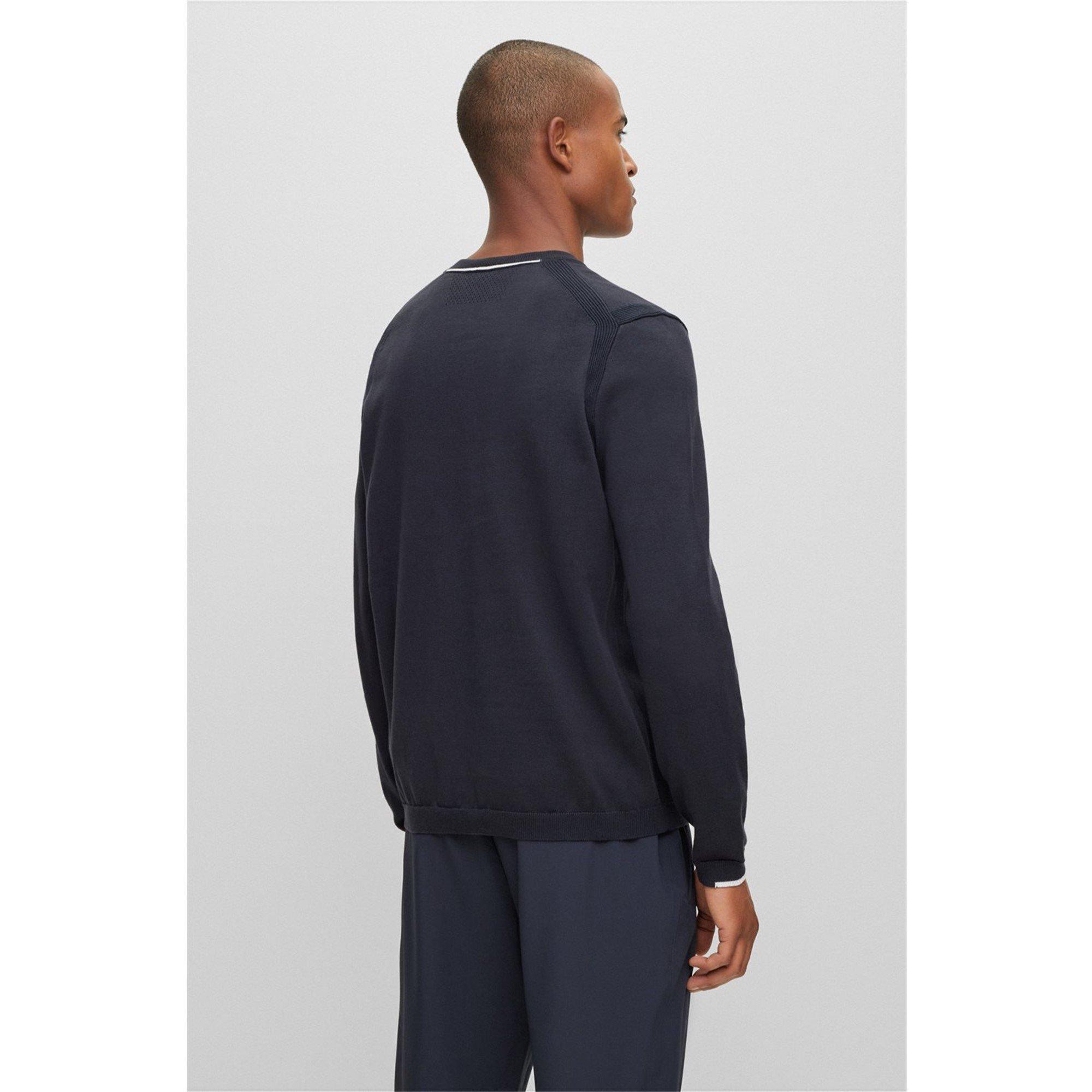 Bleu foncé 402 - Boss - Men's Ever X Cotton Logo Crewneck Jumper - 3