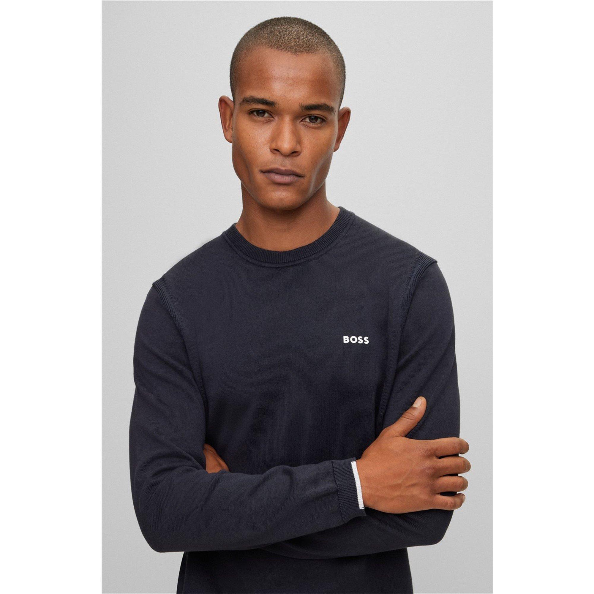 Bleu foncé 402 - Boss - Men's Ever X Cotton Logo Crewneck Jumper - 4