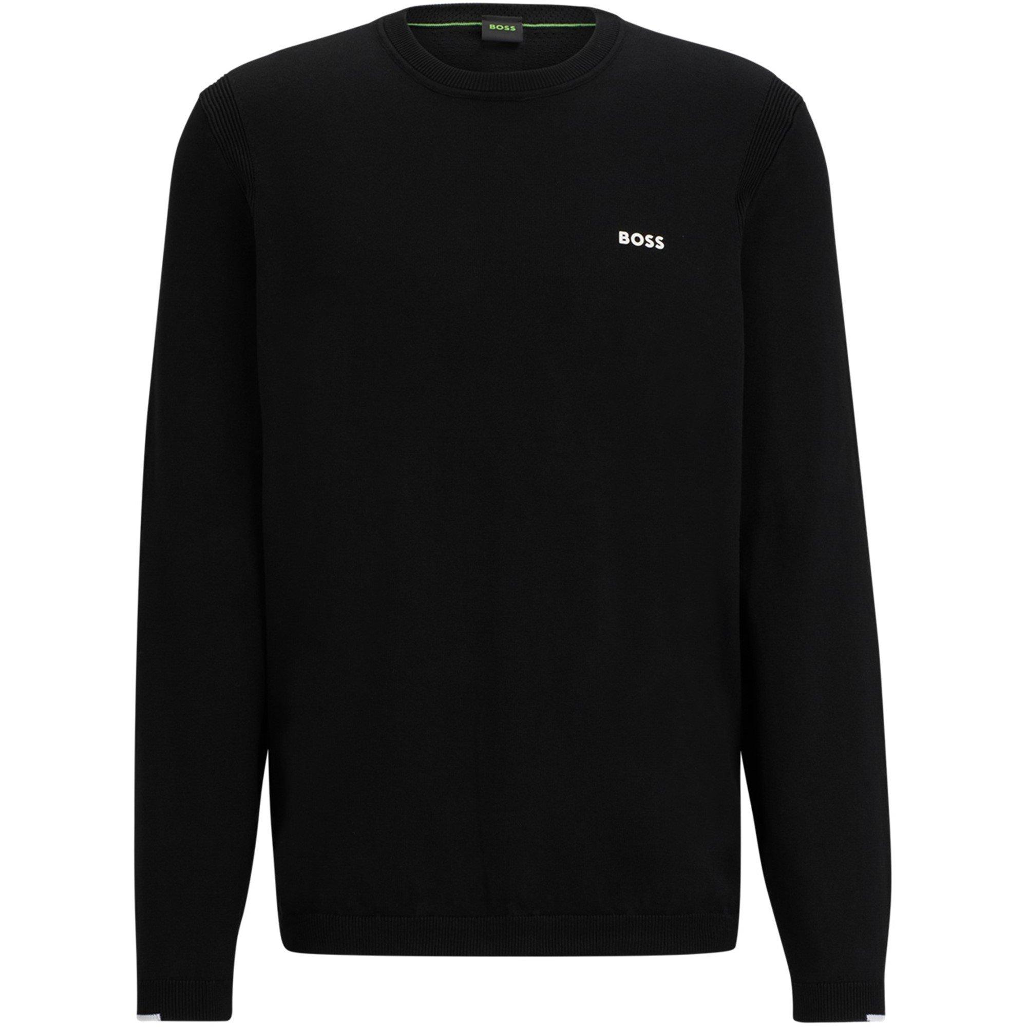 Black 001 - Boss - Men's Ever X Cotton Logo Crewneck Jumper - 1