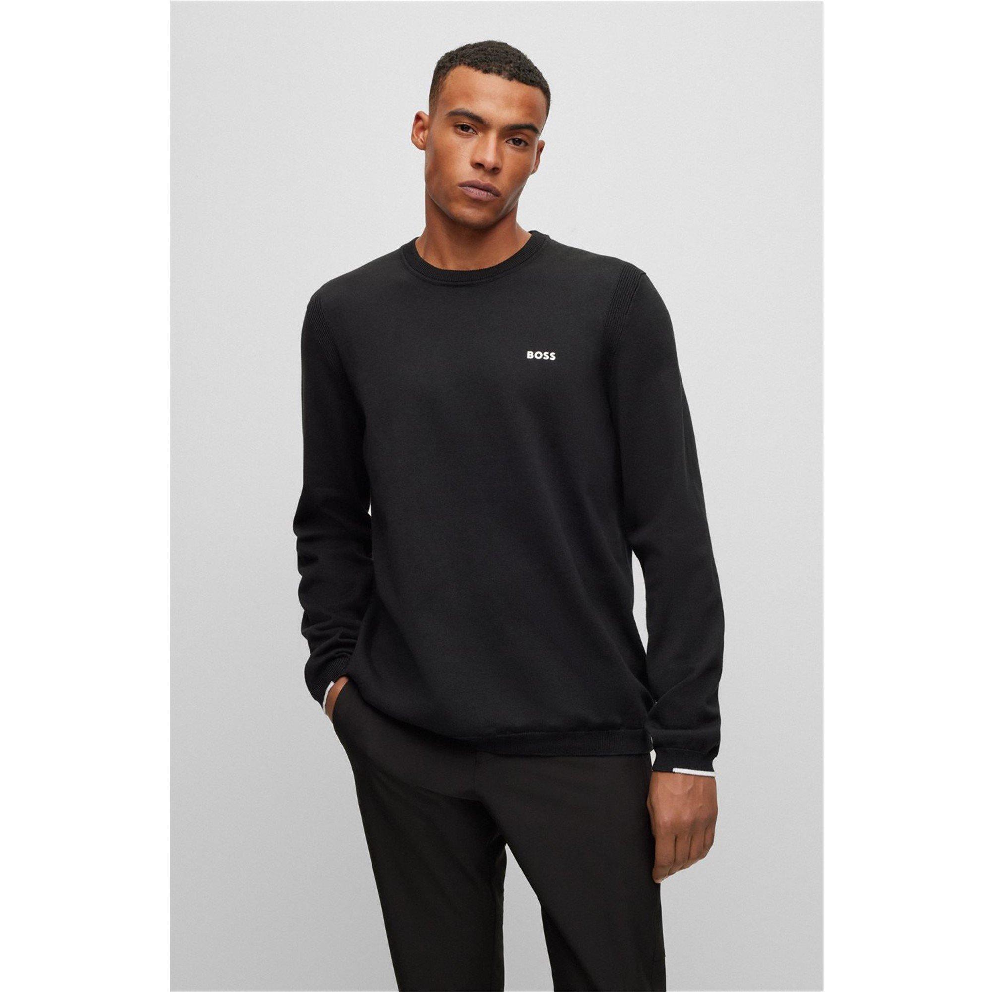 Black 001 - Boss - Men's Ever X Cotton Logo Crewneck Jumper - 2