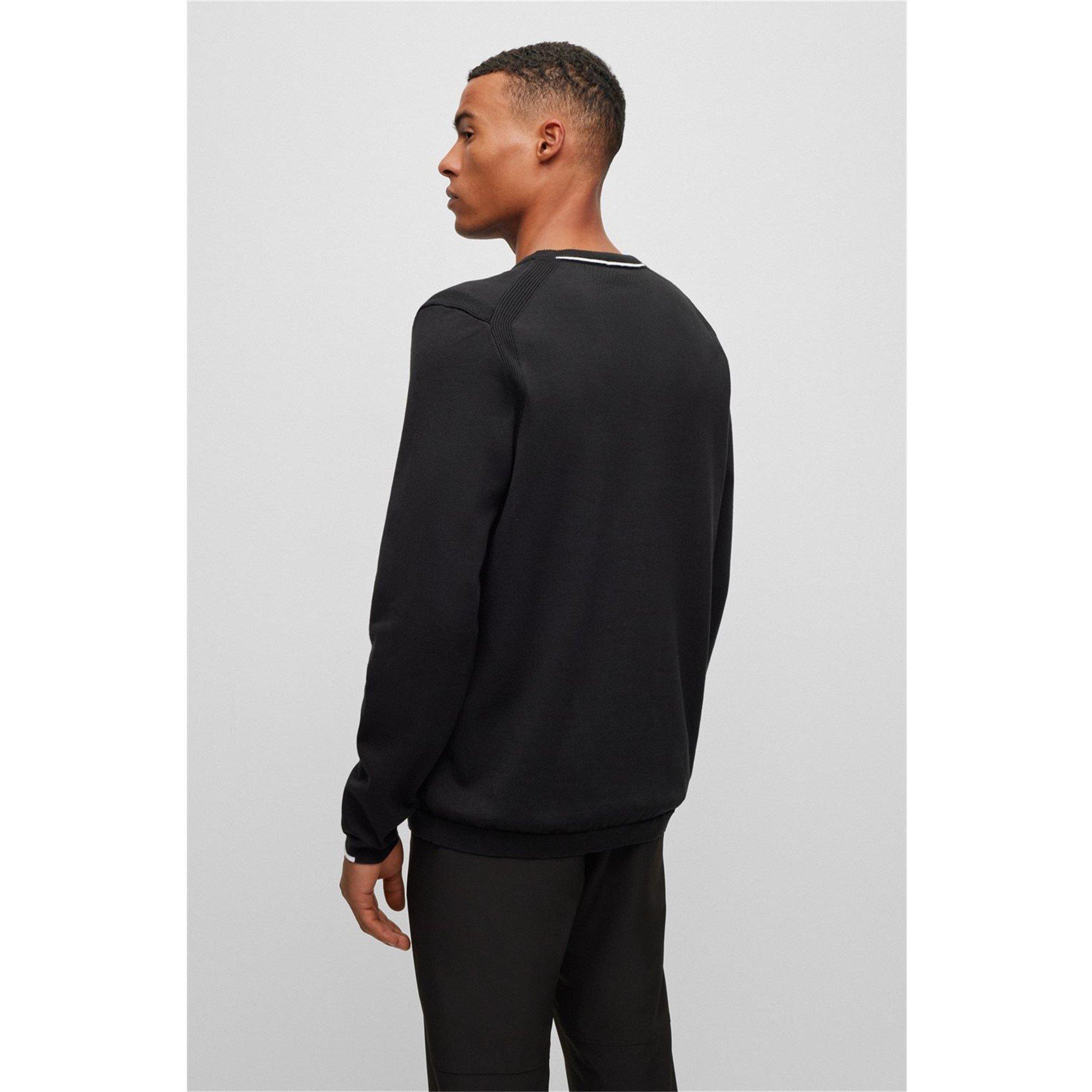 Black 001 - Boss - Men's Ever X Cotton Logo Crewneck Jumper - 4