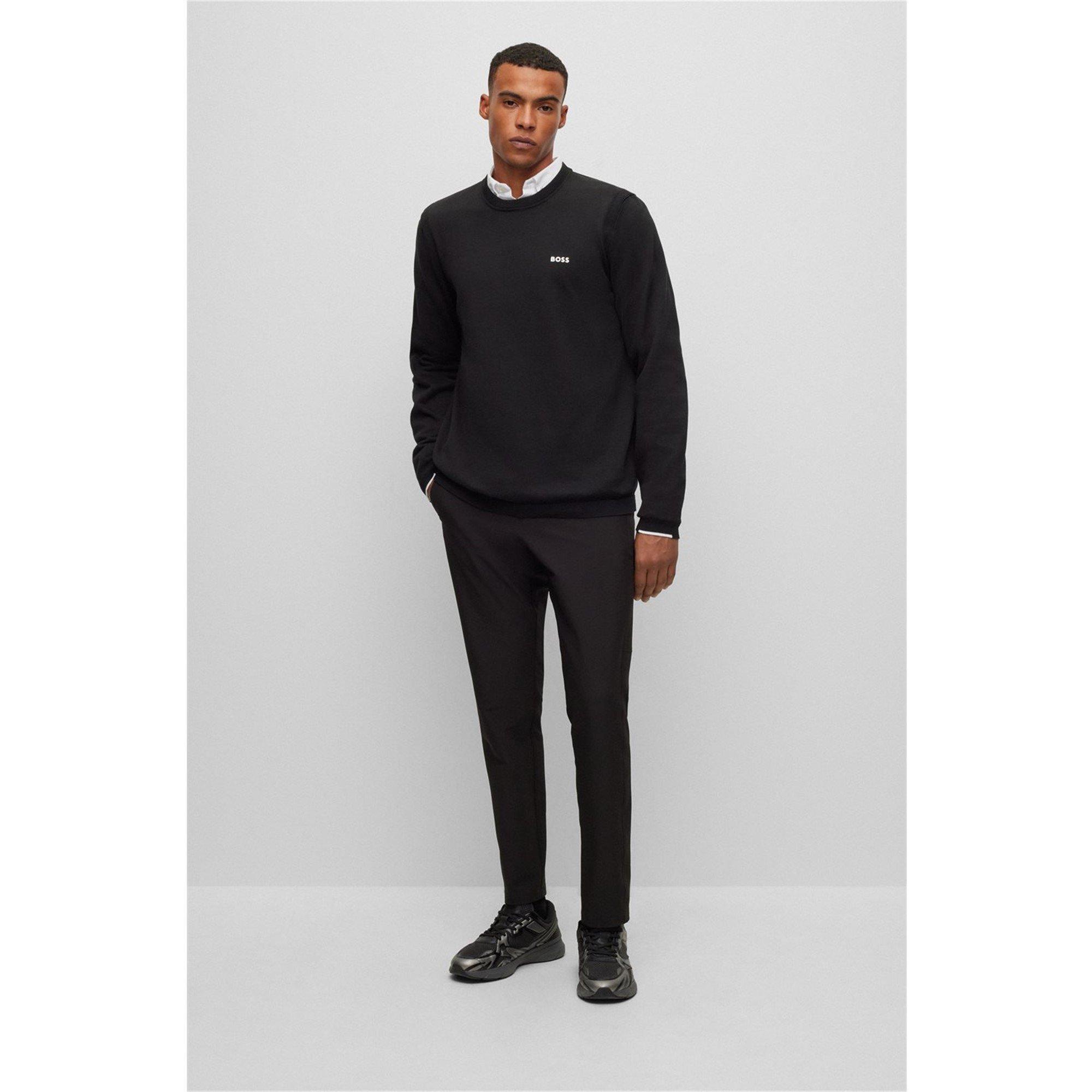 Black 001 - Boss - Men's Ever X Cotton Logo Crewneck Jumper - 6