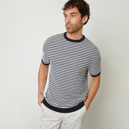 Threadbare Stripe Textured Knitted T-Shirt
