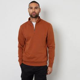 Threadbare Mens Oatmeal Marl Quarter Zip Sweatshirt