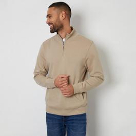Threadbare Mens Oatmeal Marl Quarter Zip Sweatshirt