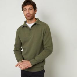 Threadbare Rib Panel Quarter Zip Jumper