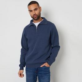 Threadbare Rib Panel Quarter Zip Jumper