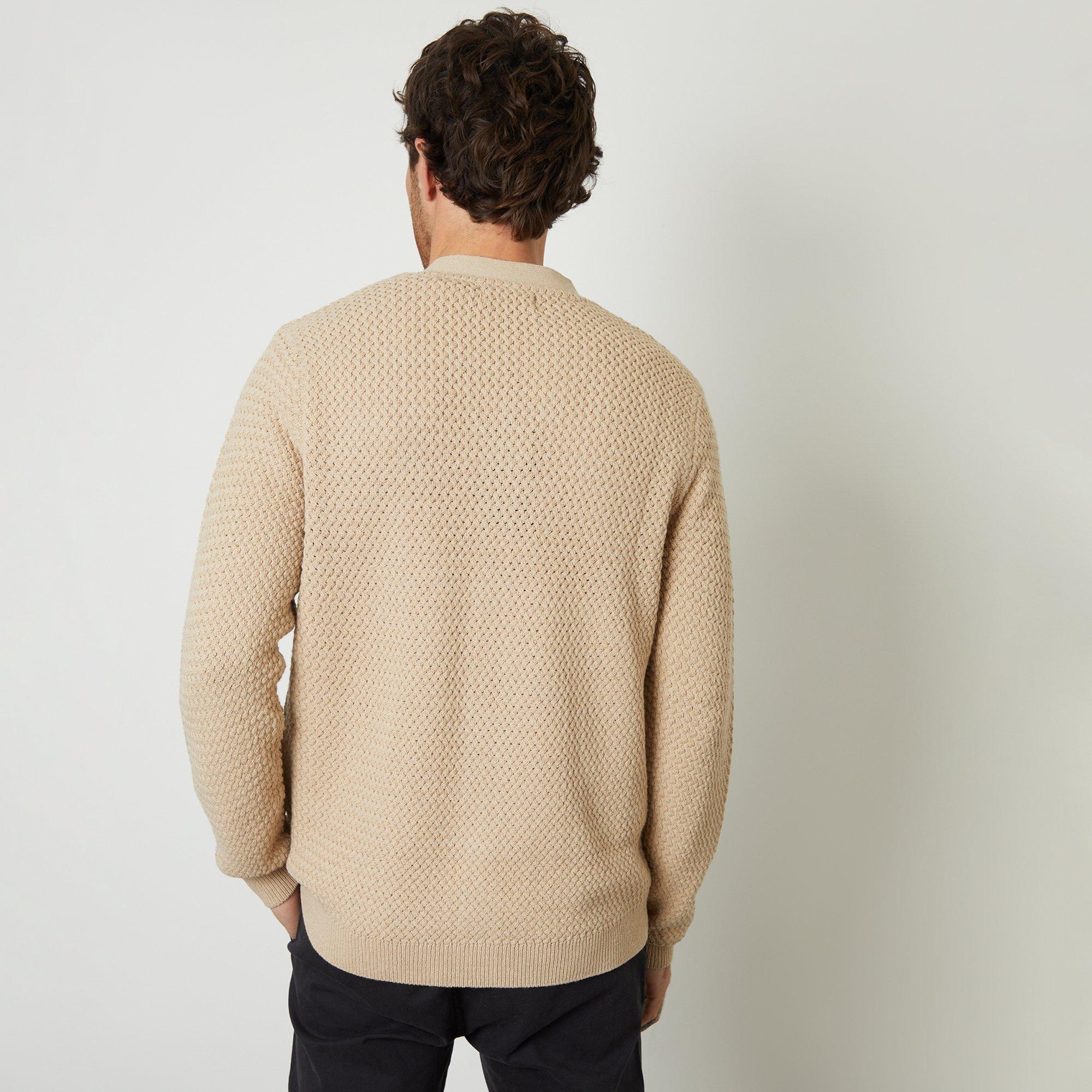 Brown - Threadbare - Basket Stitch V-neck Cardigan - 2