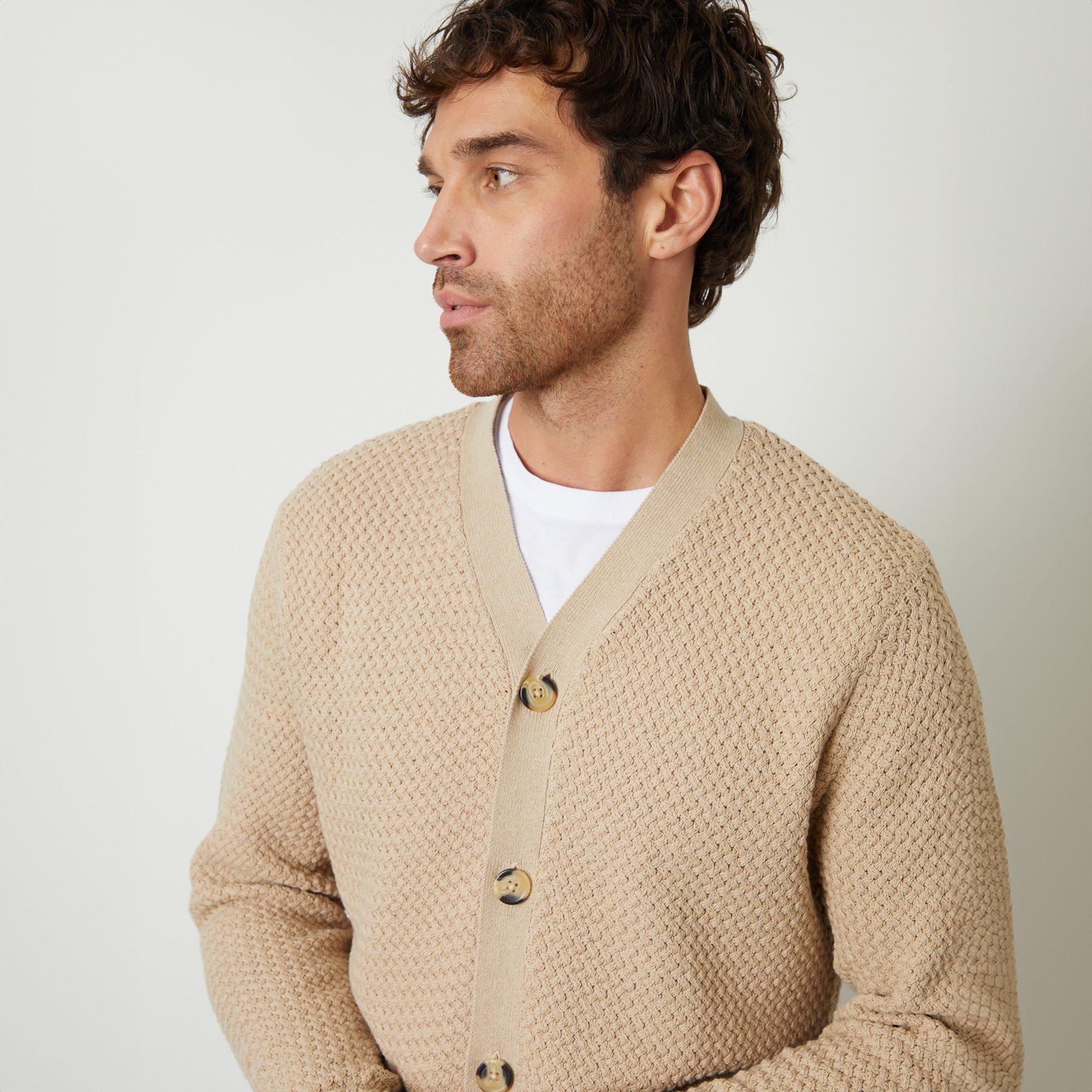 Brown - Threadbare - Basket Stitch V-neck Cardigan - 4