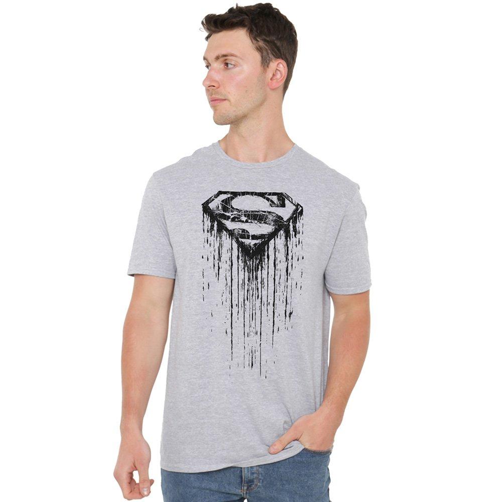Superman Superman Paint Cotton Mens T-Shirt Grey