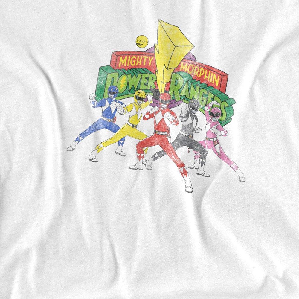 White - Power Rangers - Power Rangers Team Mens T-Shirt - 2