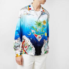 Casablanca Blue Sky Printed Silk Twill Shirt