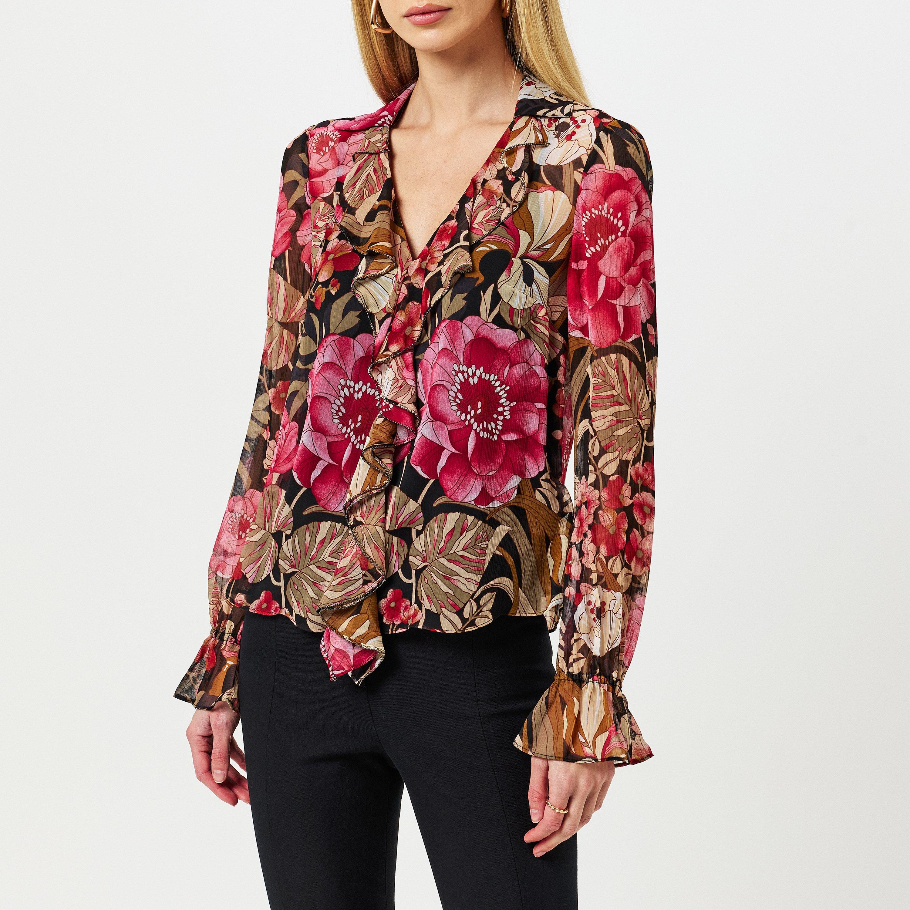 preto - Ted Baker - Women's Cristii Long-Sleeve Patterned Shirt - 3