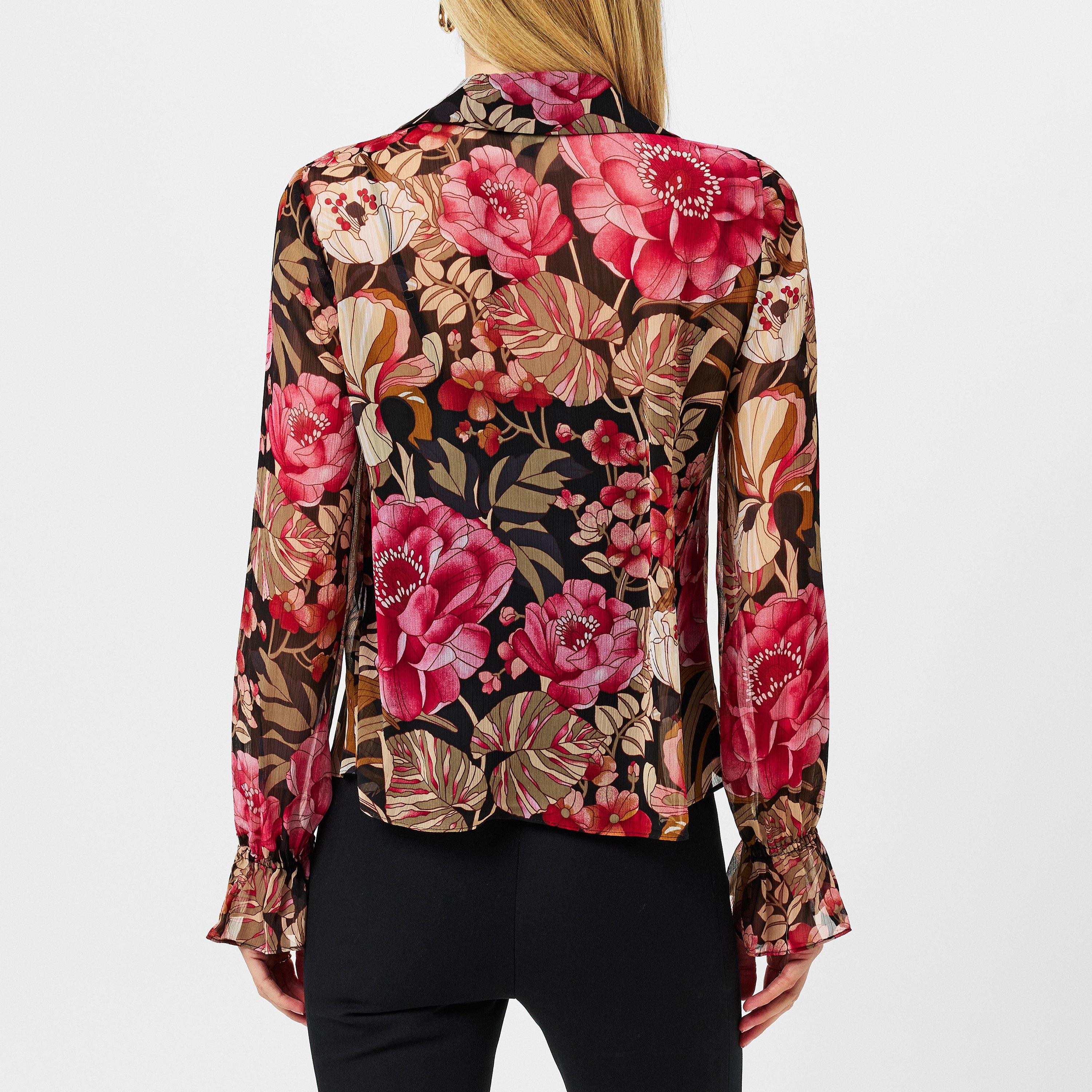 preto - Ted Baker - Women's Cristii Long-Sleeve Patterned Shirt - 4