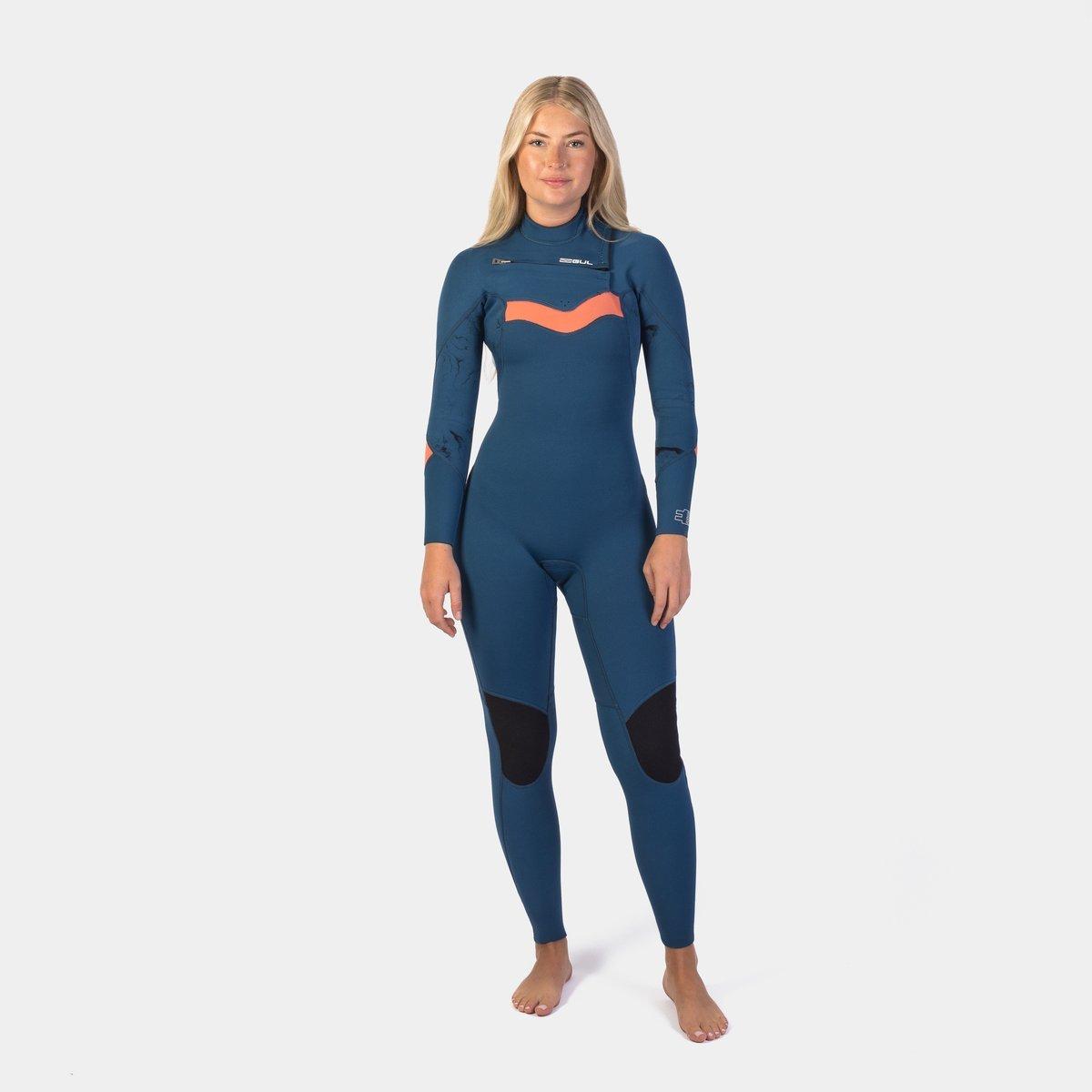 Blue/Marbel - Gul - RESPONSE ECHO 3/2MM FLATLOCK LADIES FULL WETSUIT - 1