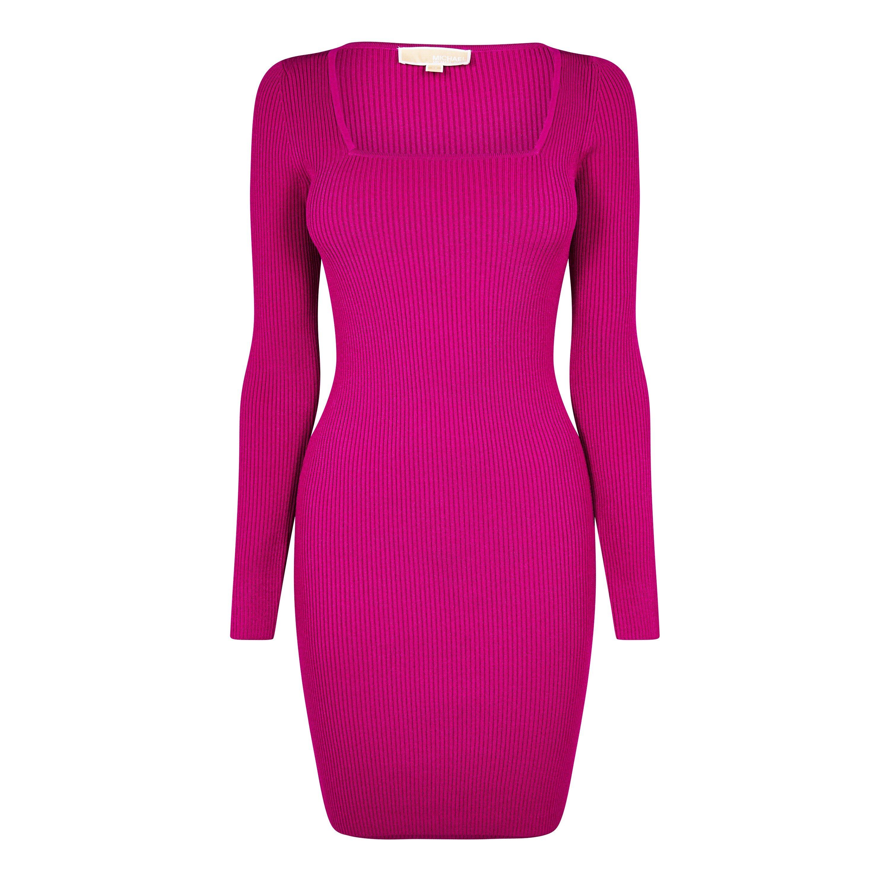 DEEP FUCHSIA - MICHAEL Michael Kors - Women's Square Neck Mini Bodycon Dress - 5