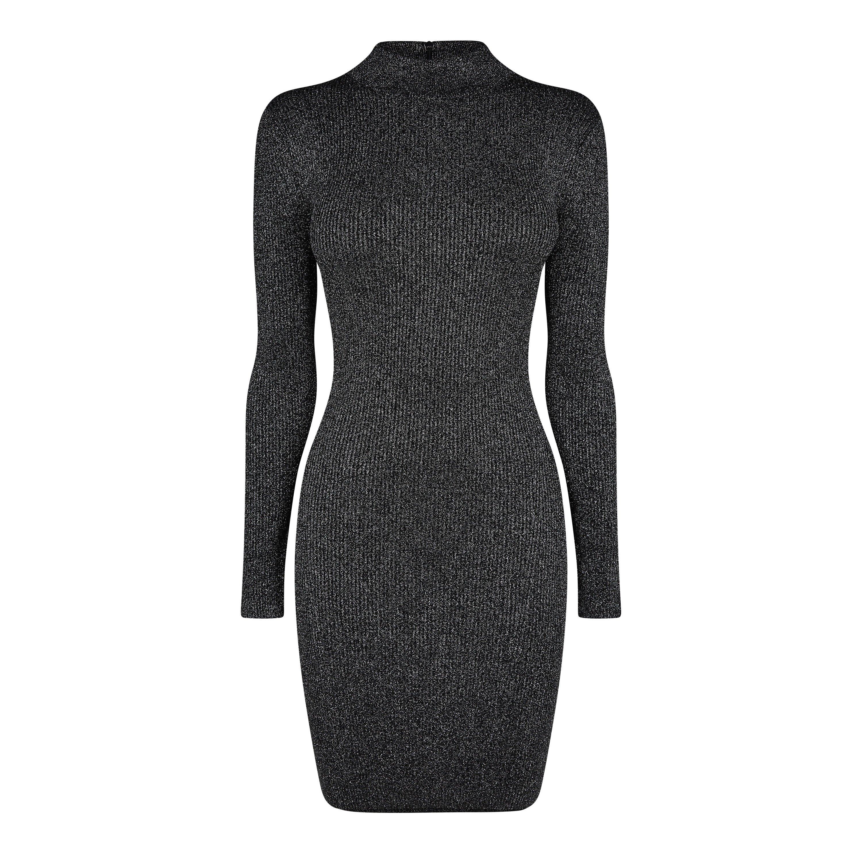 BLACK/SILVER - MICHAEL Michael Kors - Mockneck Mini Dress - 4