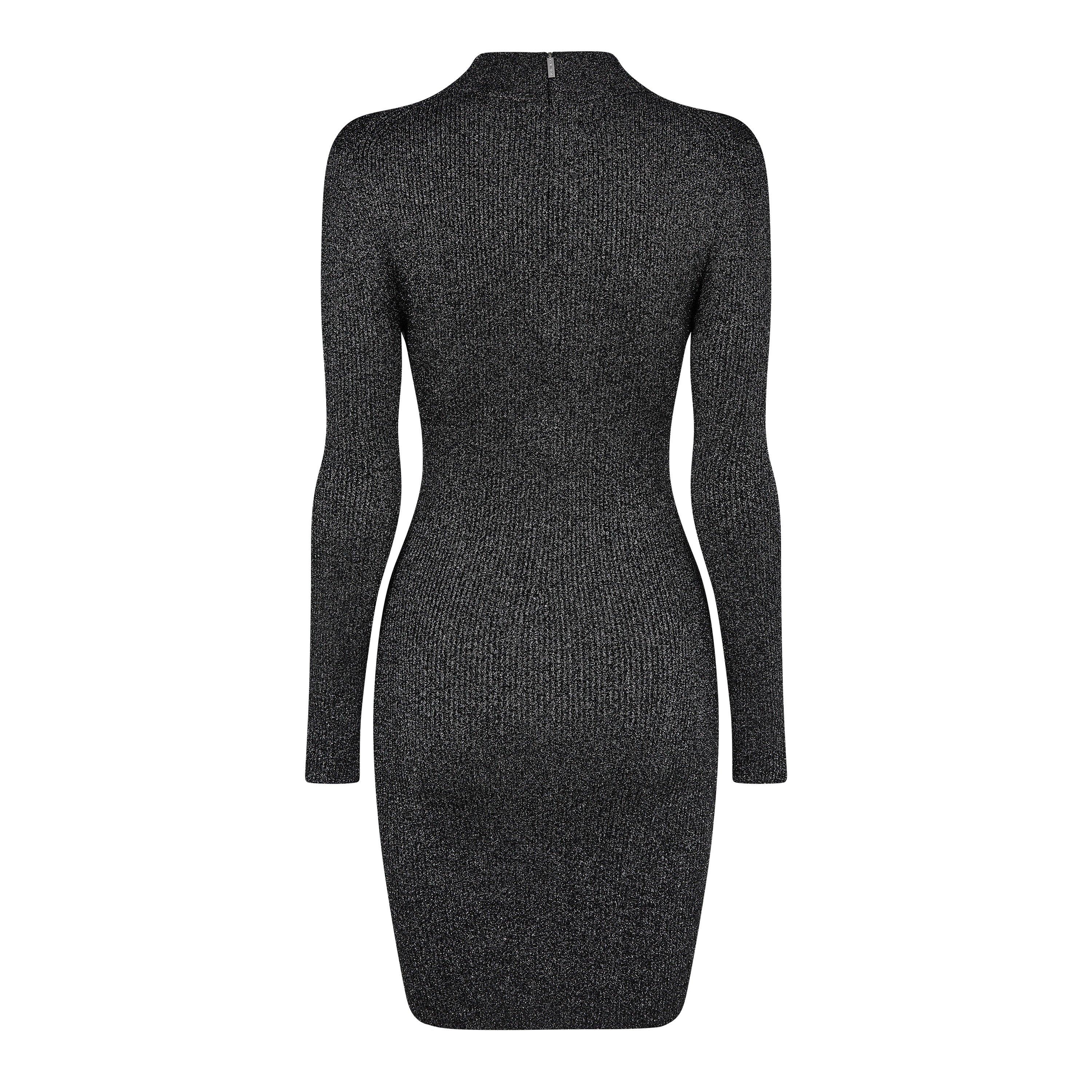 BLACK/SILVER - MICHAEL Michael Kors - Mockneck Mini Dress - 5