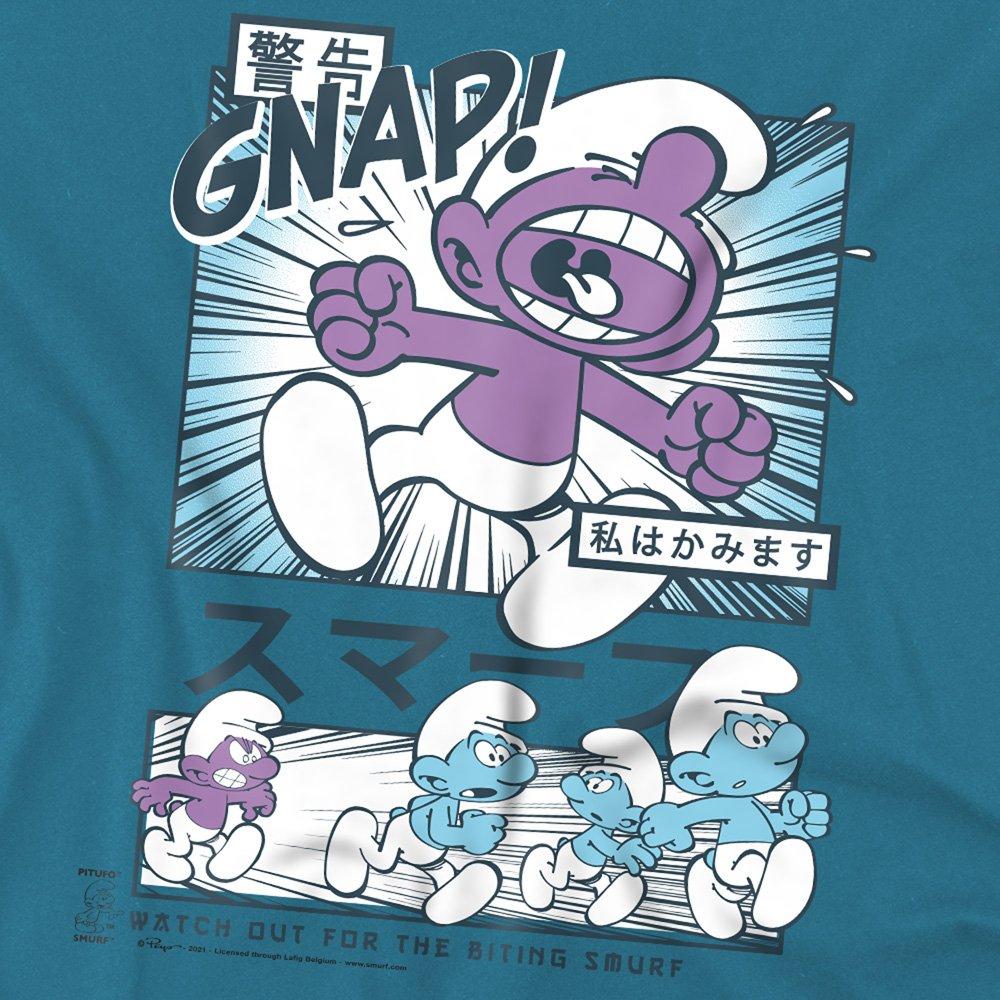 Grey - Other - Smurfs Manga Watch For Biting Smurf T Shirt Slate - 2