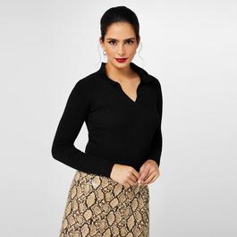 Biba Collar Ribbed Top