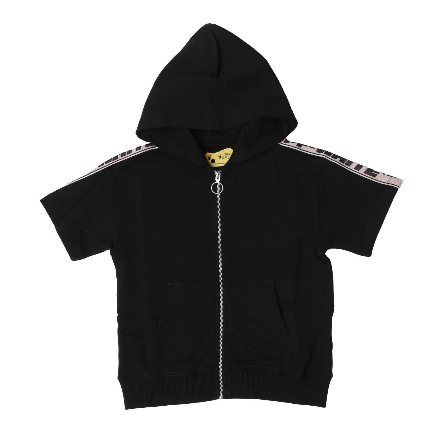 Black - Off White - Logo Band Zip Hoodie - 1