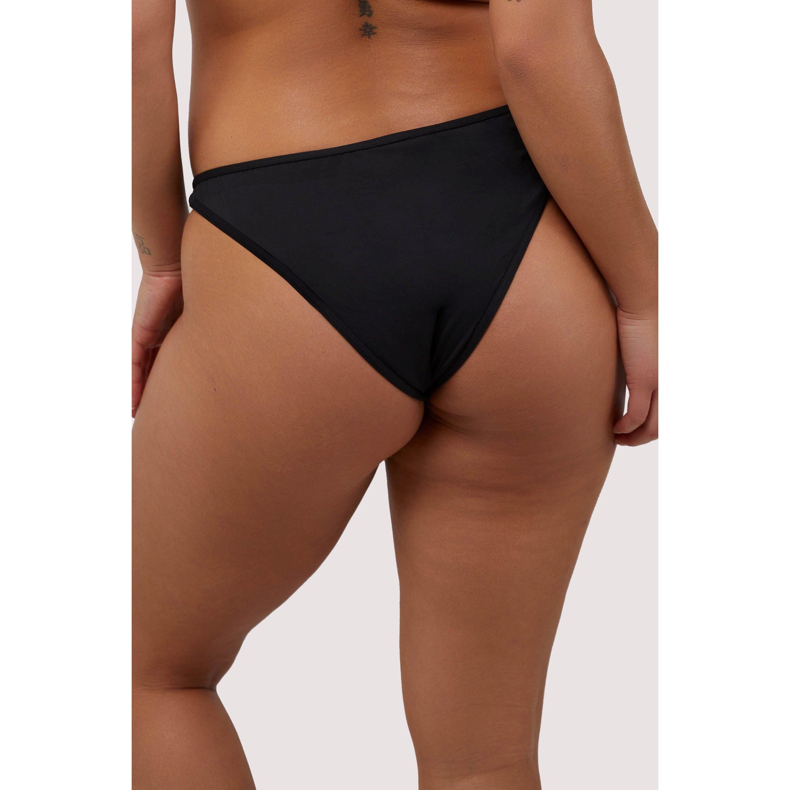 Black - Wolf and Whistle - Mix&Match Mid-Rise Bikini Bottom with Nude Inserts - 2