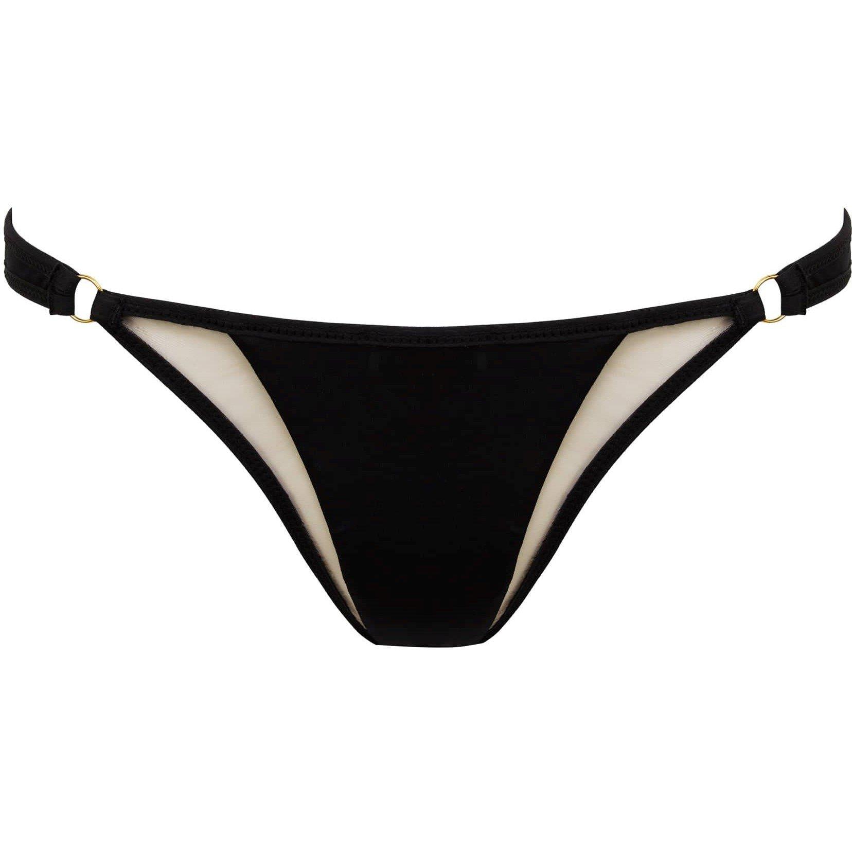 Black - Wolf and Whistle - Mix&Match Mid-Rise Bikini Bottom with Nude Inserts - 5