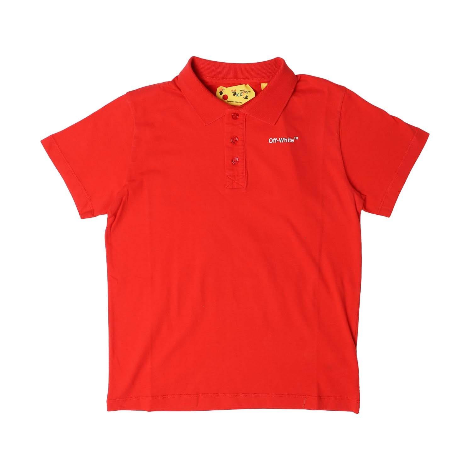 Red White - Off White - Kids Arrow Polo Shirt, Rubber Back - 1