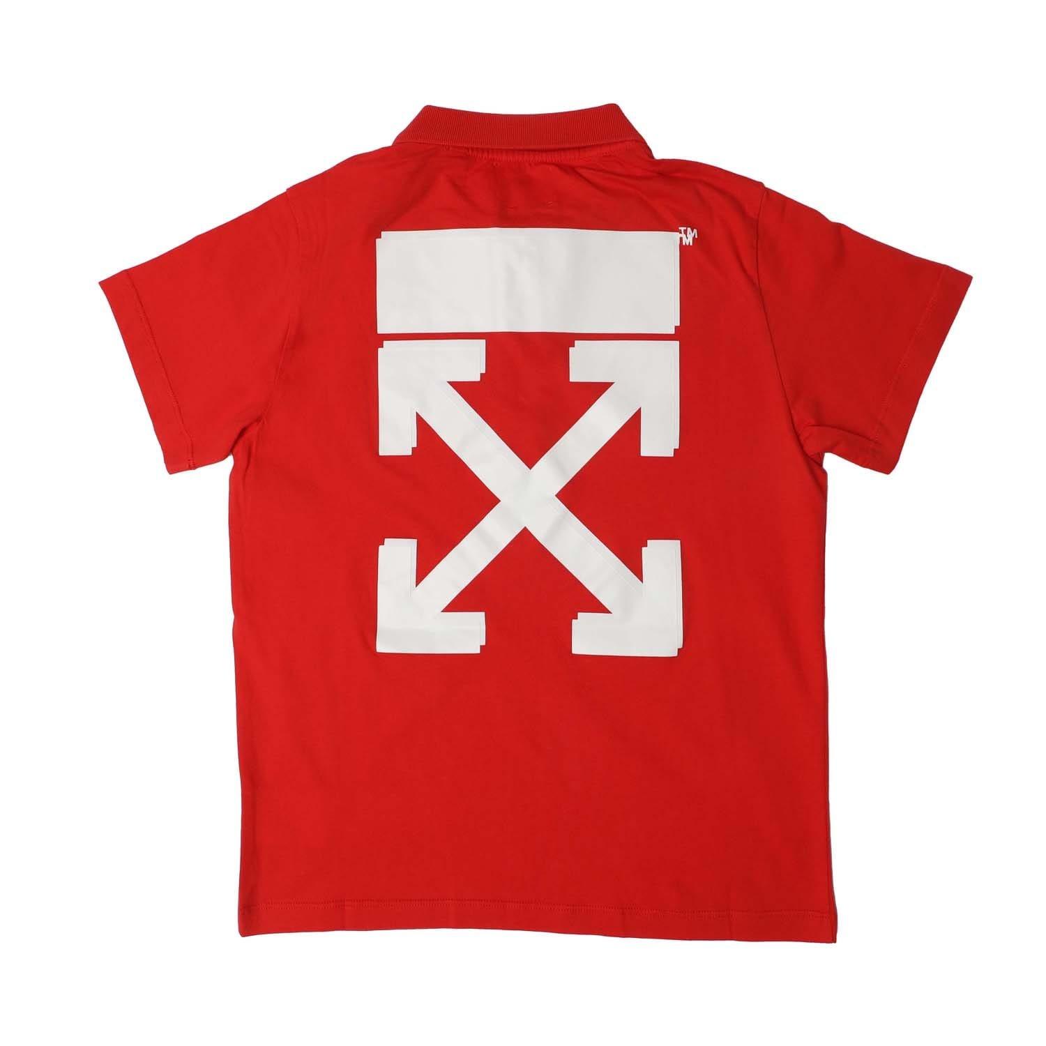 Red White - Off White - Kids Arrow Polo Shirt, Rubber Back - 2
