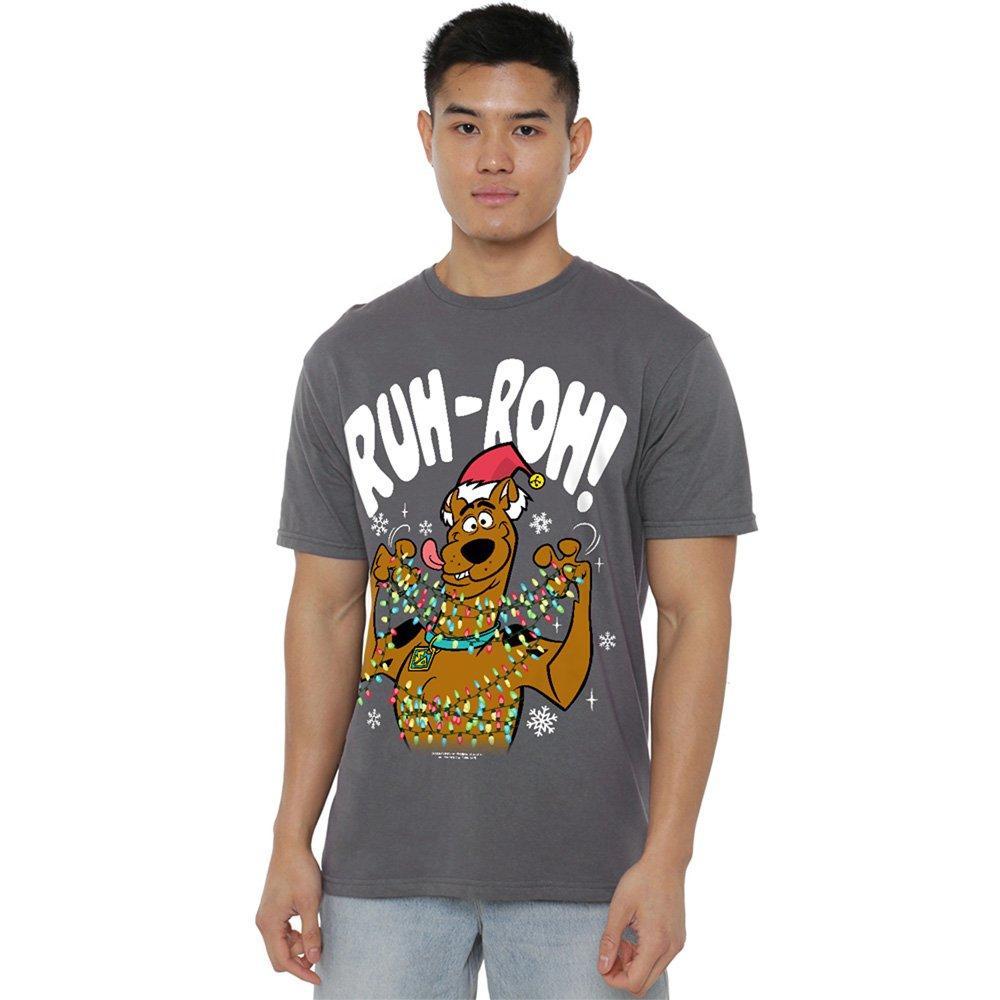 Grey - Warner Brothers - Scooby Doo Christmas Lights Ruhroh! T-Shirt Charc - 1