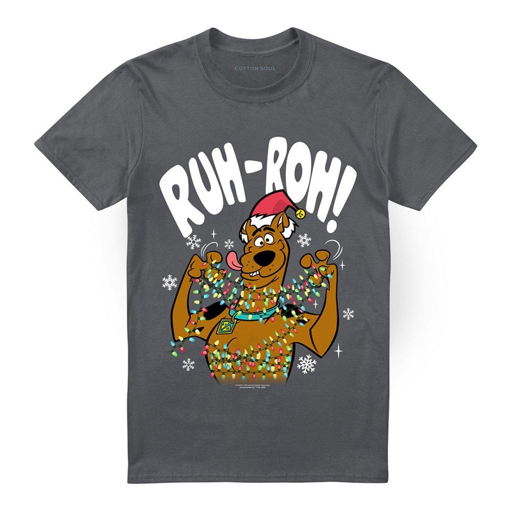 Grey - Warner Brothers - Scooby Doo Christmas Lights Ruhroh! T-Shirt Charc - 4