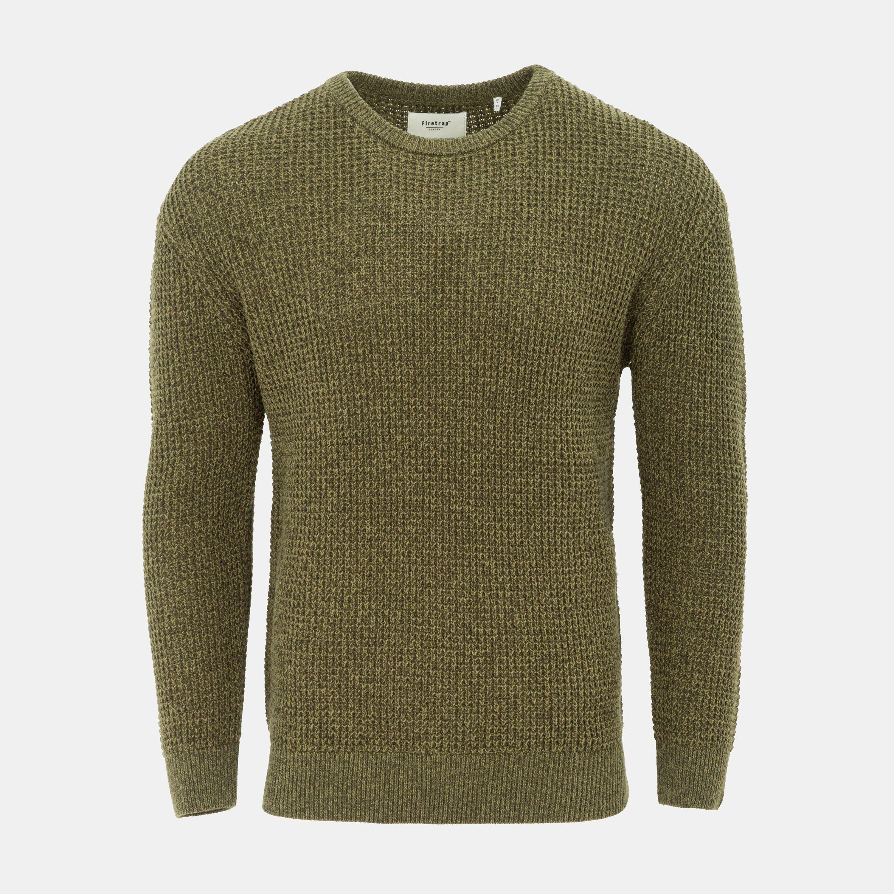 Firetrap Men's Classic Crew Neck Knitwear - Khaki - 2XL