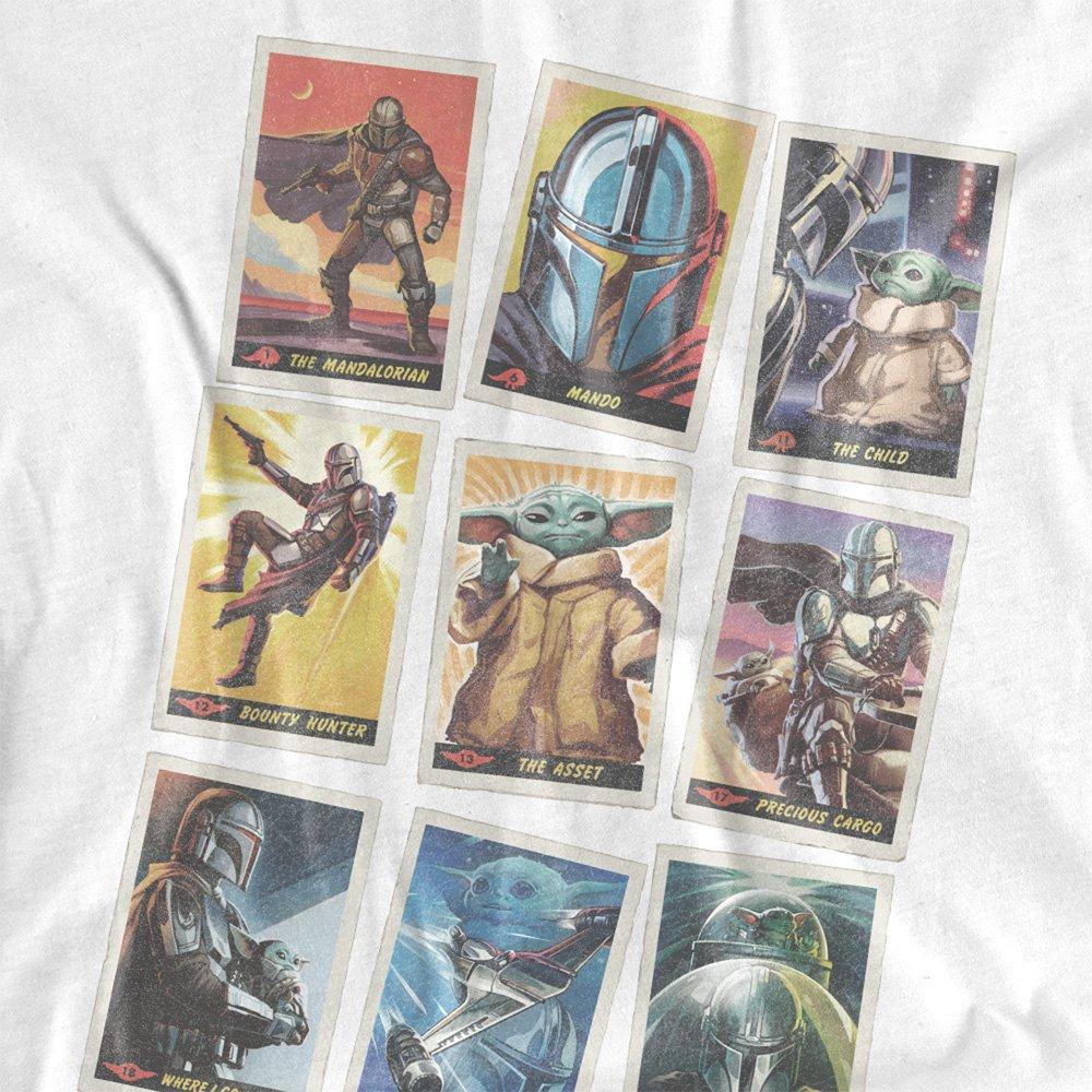 White - Star Wars - The Mandalorian Distressed Trading Card Grid T-Shi - 2