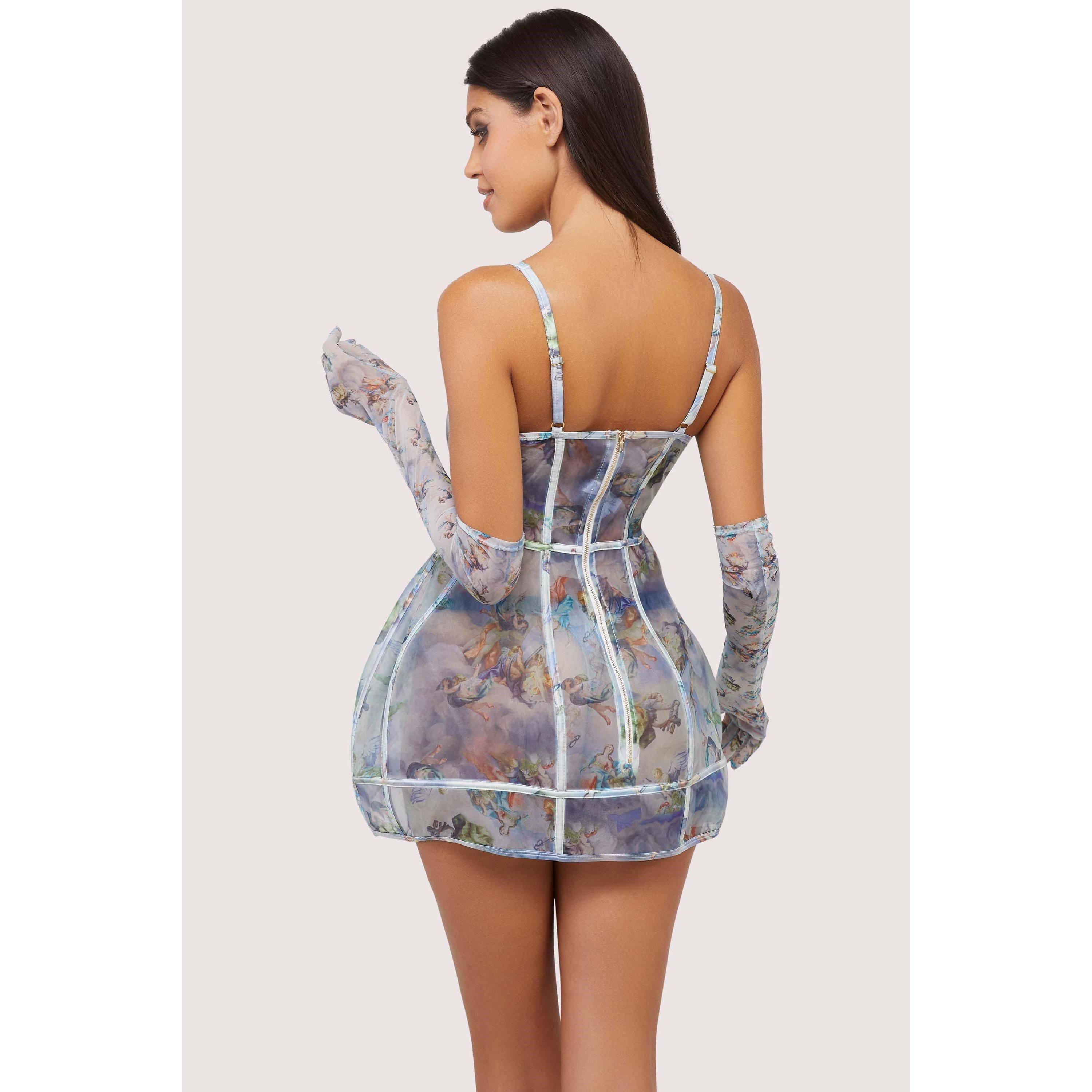 Print - Wolf and Whistle - Gracie Renaissance Printed Boned Underbust Dress - 3