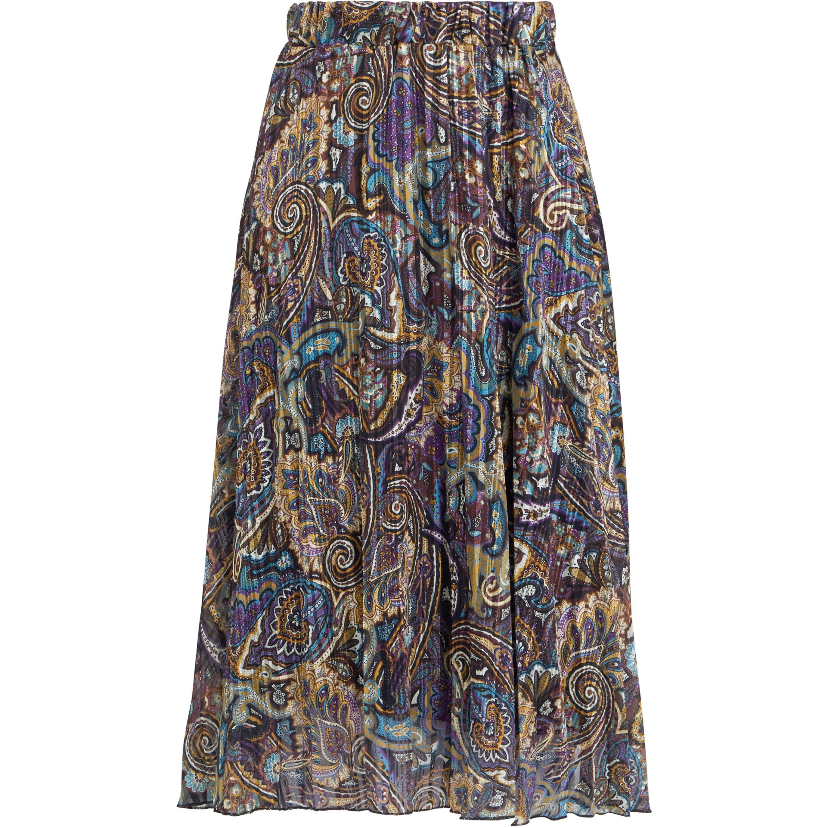 Navy - Gina Bacconi - Women's Jacquard Pleated Skirt - 4