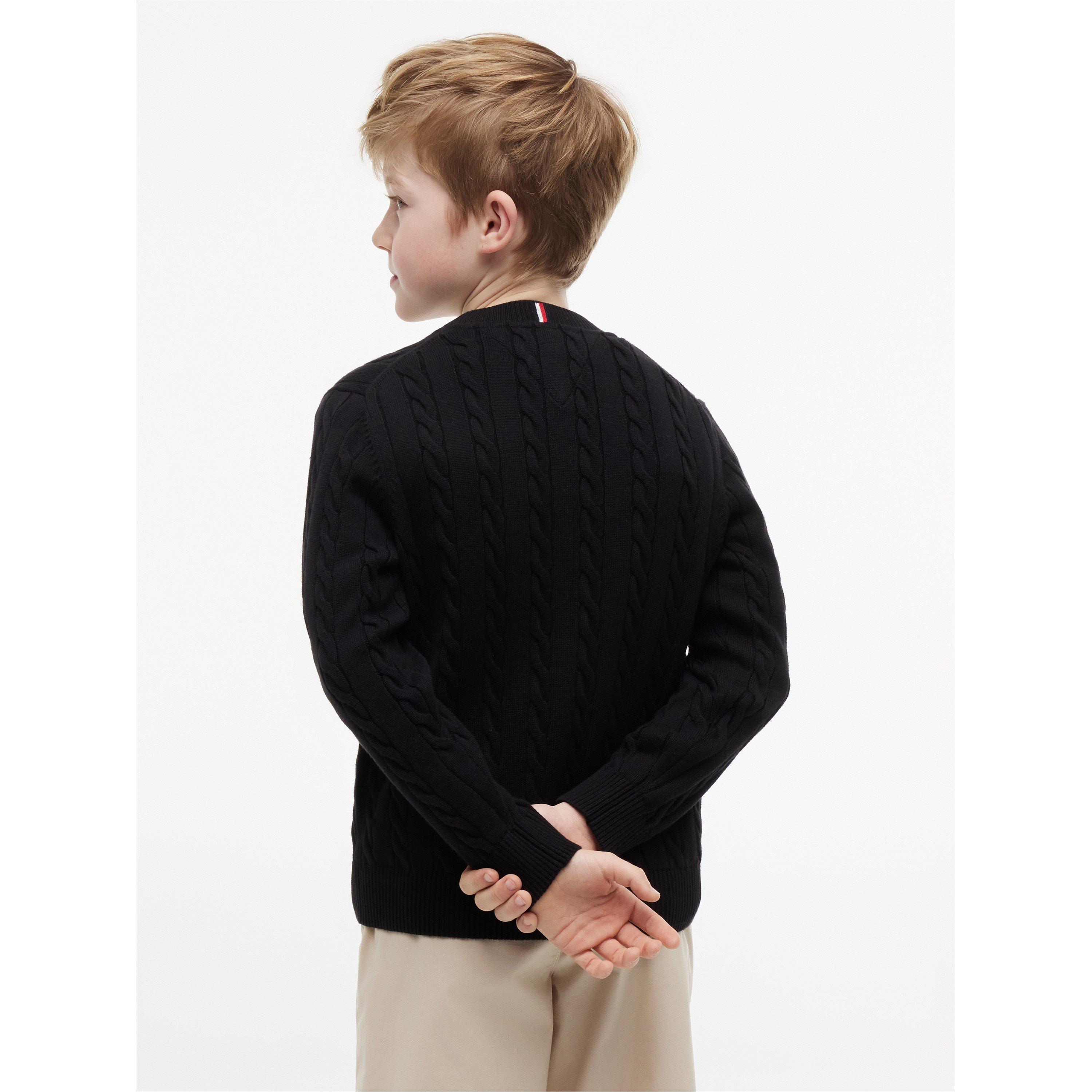 Black BDS - Tommy Hilfiger - Kids' Cable Knit Jumper - 5