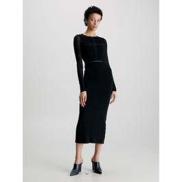 Calvin Klein Sheer Detail Knitted Dress