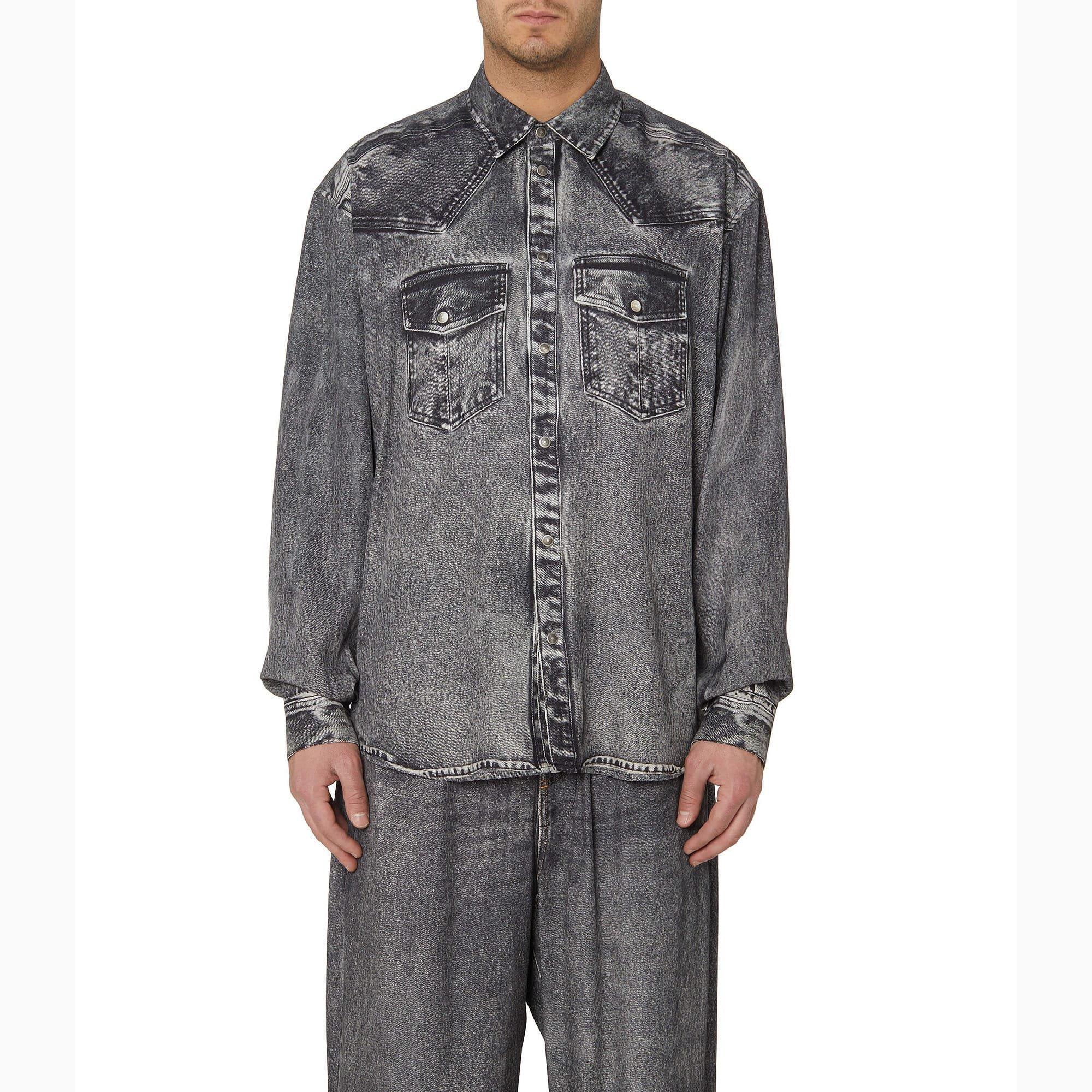 Black Grey - Diesel - S-Gils Pocket Denim Effect Shirt - 3