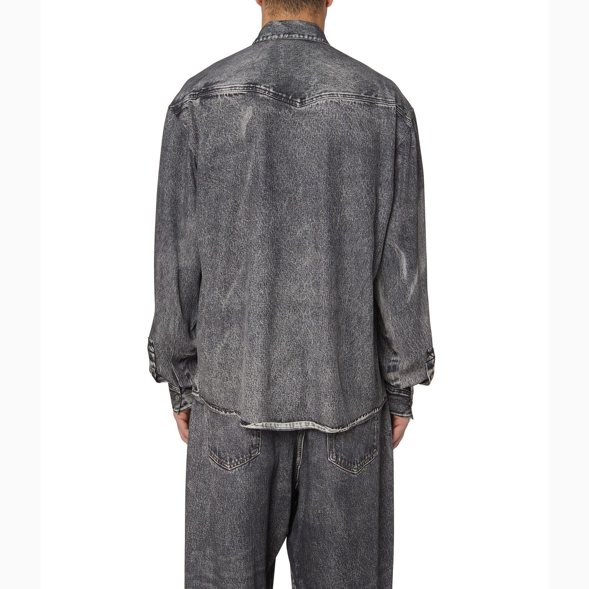 Black Grey - Diesel - S-Gils Pocket Denim Effect Shirt - 4