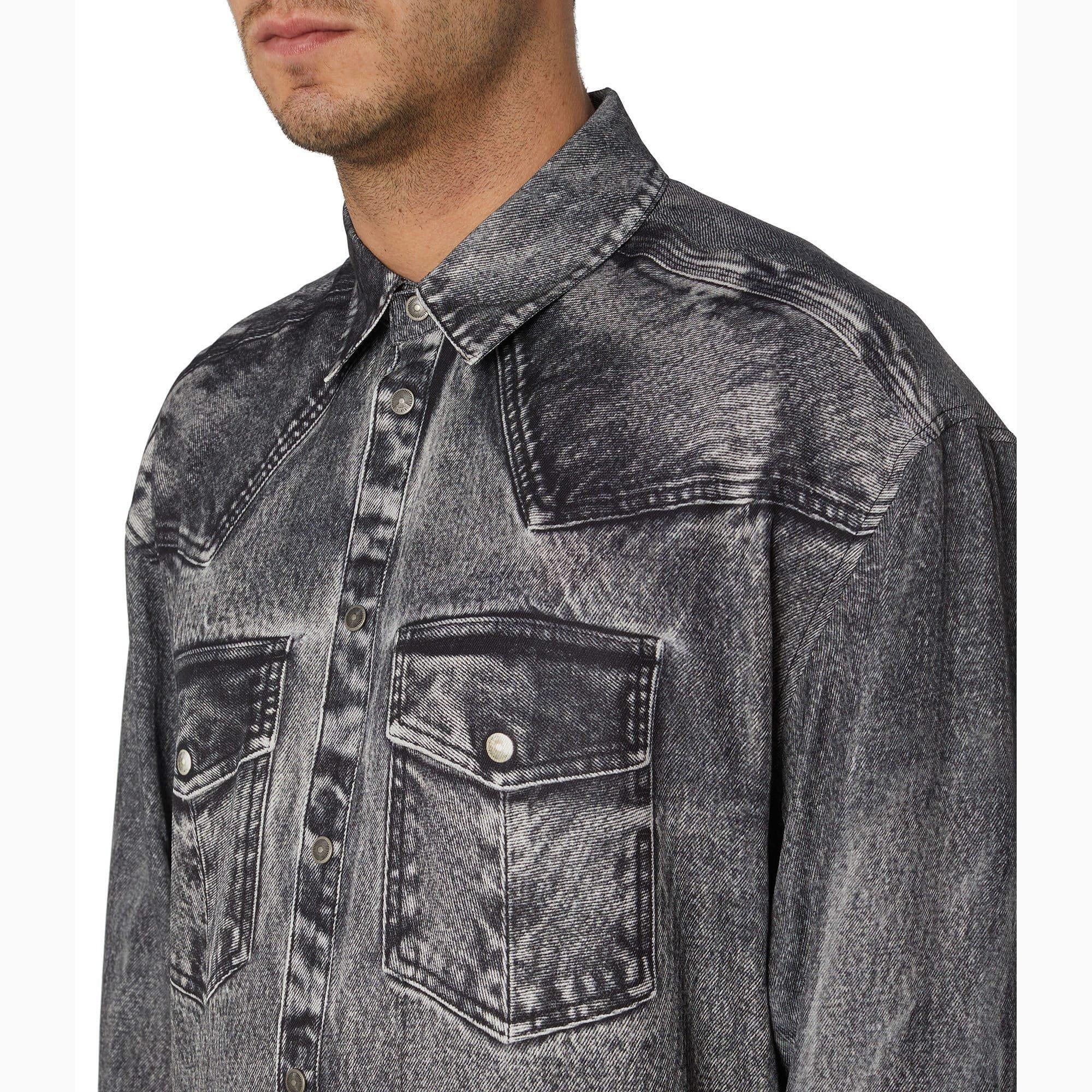 Black Grey - Diesel - S-Gils Pocket Denim Effect Shirt - 5
