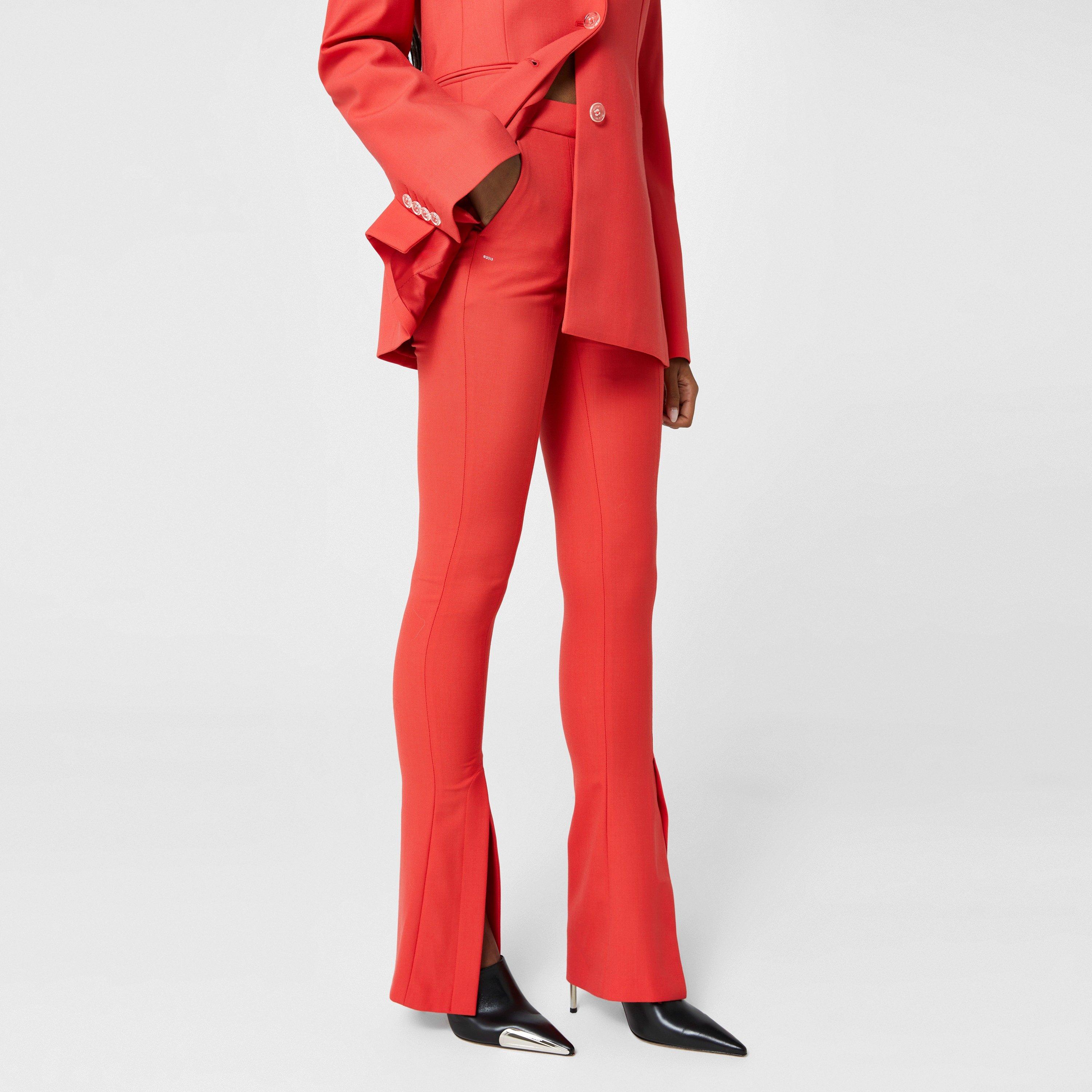 Off White Women's Split Hem Flared Trousers, Bold Red