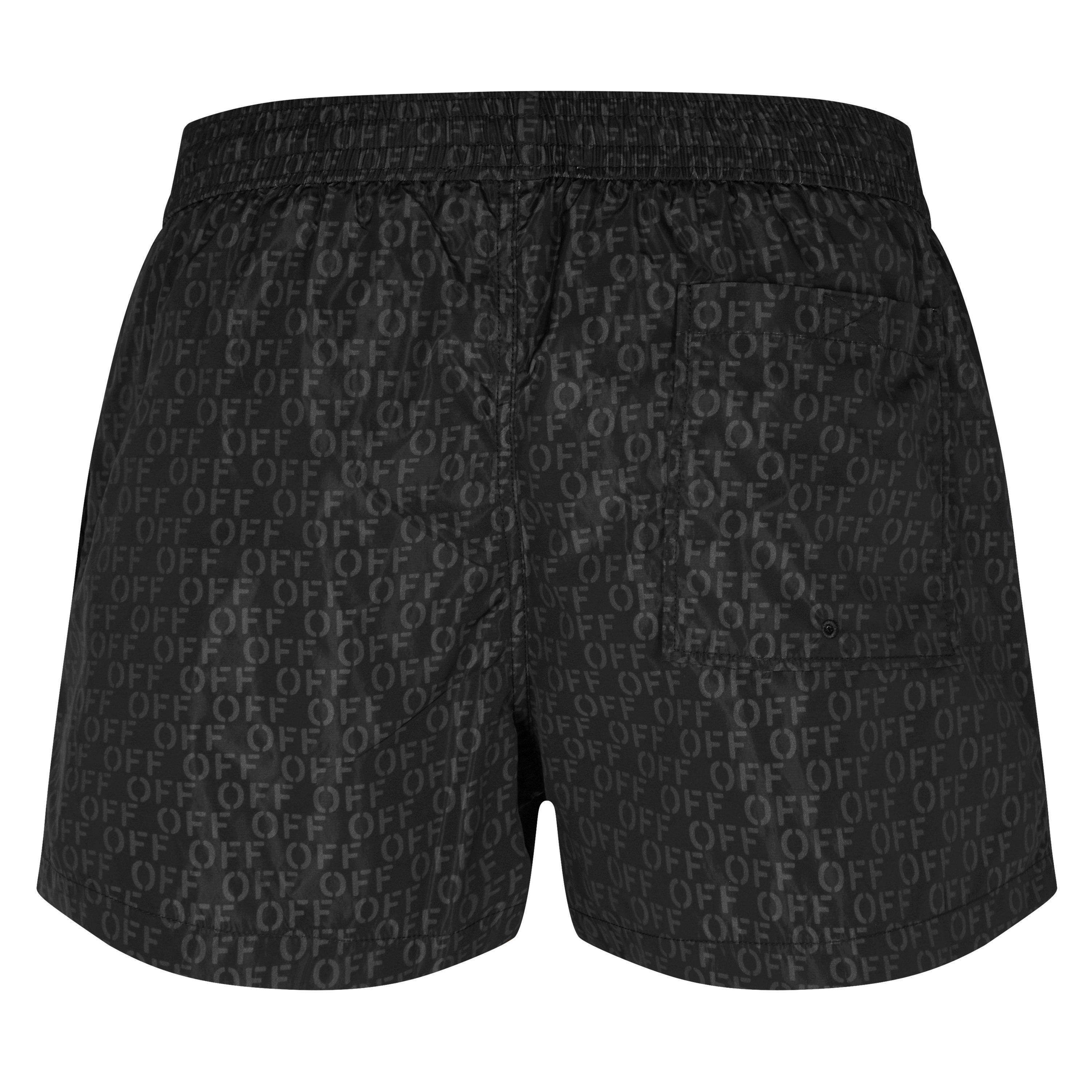 Black - Off White - Men's All-over Swim Shorts - 2
