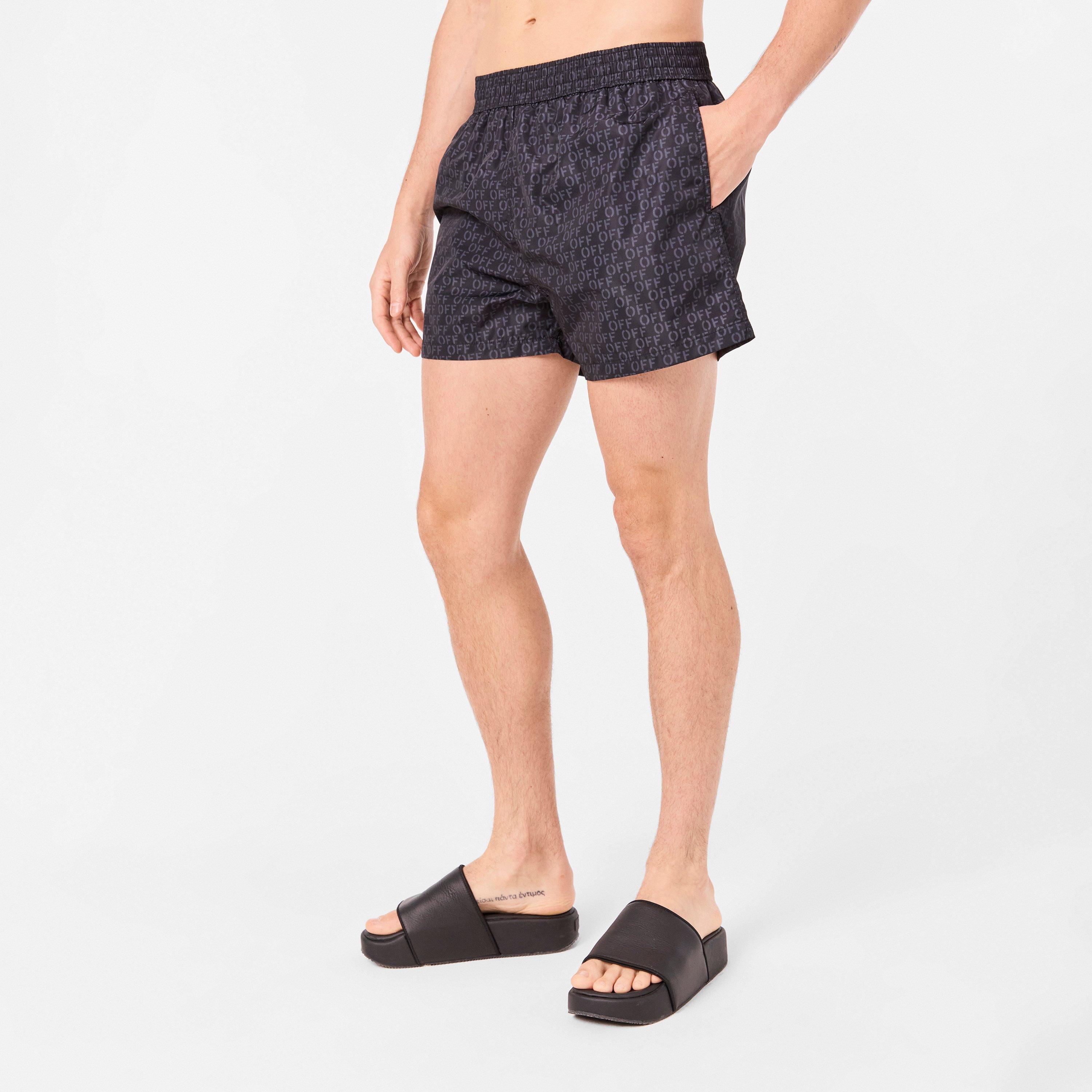 Black - Off White - Men's All-over Swim Shorts - 3