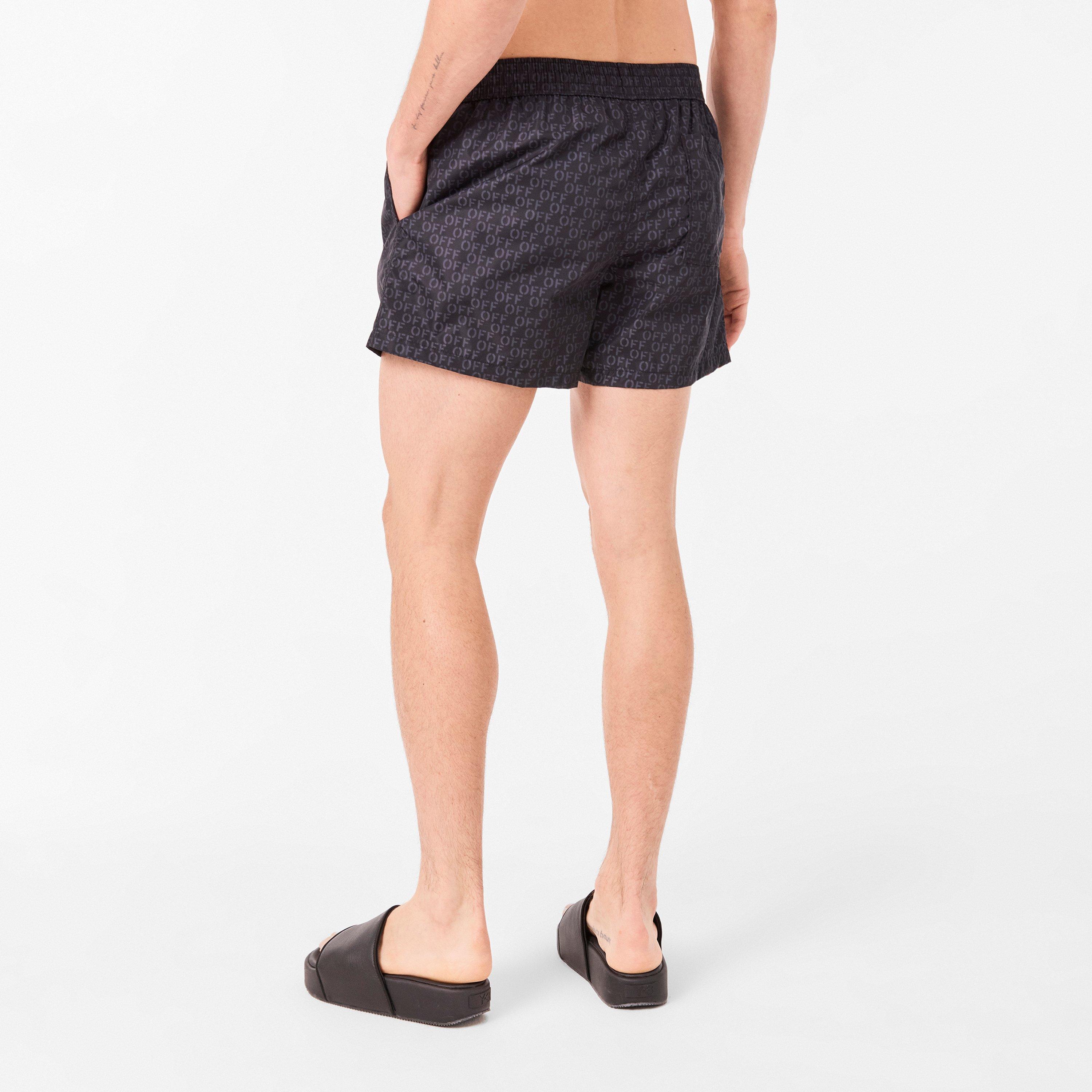 Black - Off White - Men's All-over Swim Shorts - 4