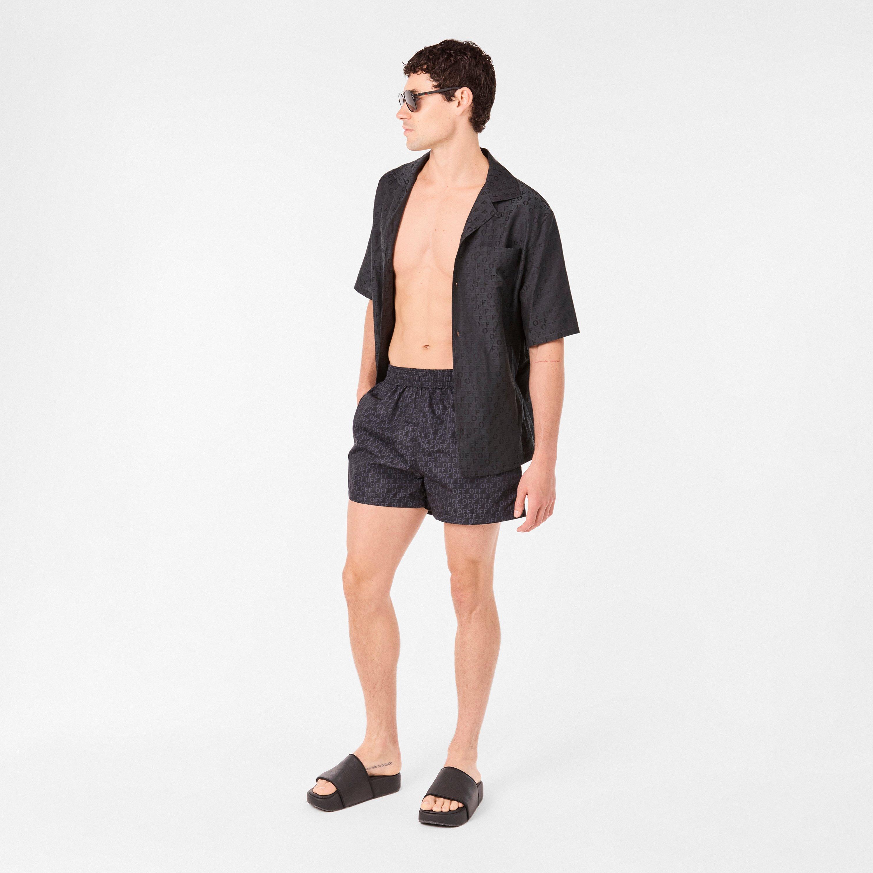 Black - Off White - Men's All-over Swim Shorts - 6