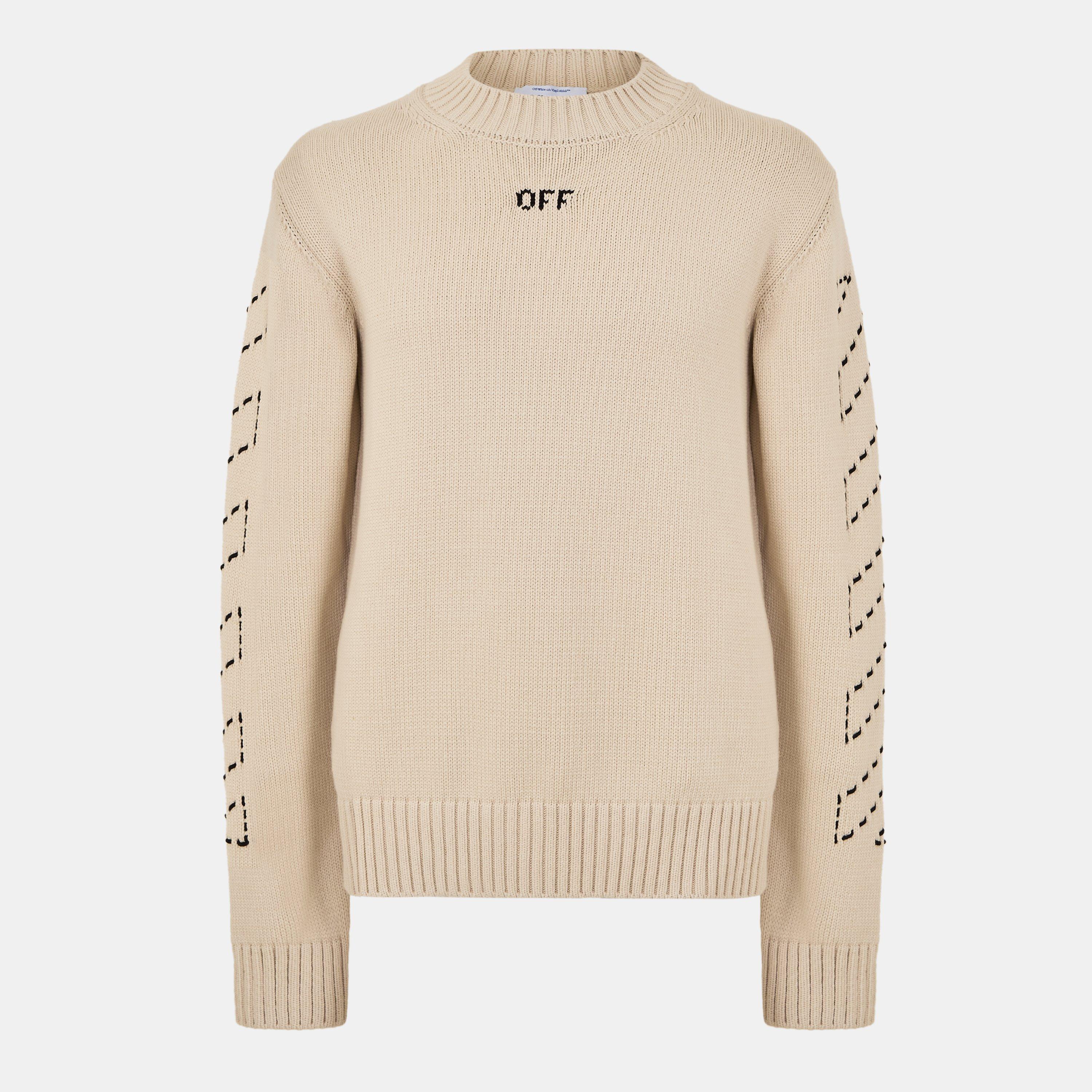 Off White Men's Stitch Arrows Diagonal Knit Jumper, Uniquely