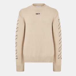 Off White Men's Stitch Arrows Diagonal Knit Jumper, Uniquely Stitched Stripes