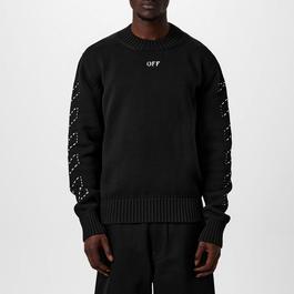 Off White Men's Stitch Arrow Knit Sweater, Intarsia Knit 'Off' Logo